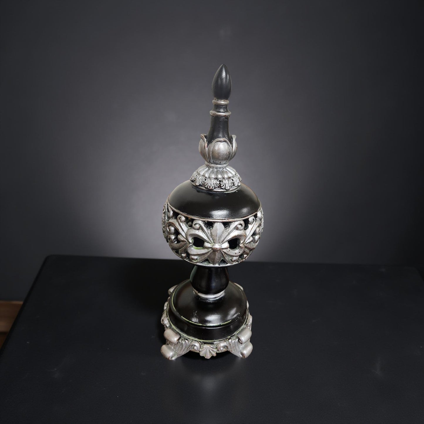 Black and Silver Wood Finial