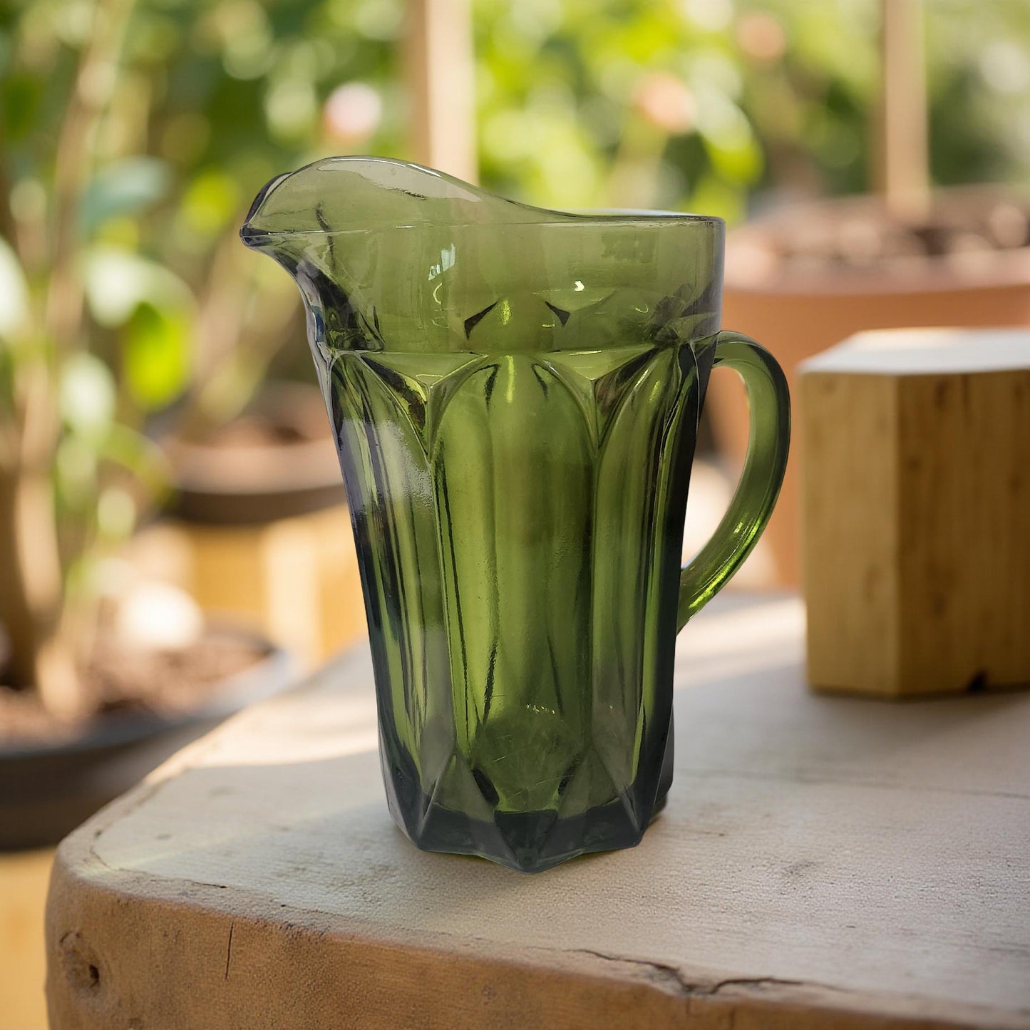 Vintage Anchor Hocking Fairfield Avocado Green Water Pitcher