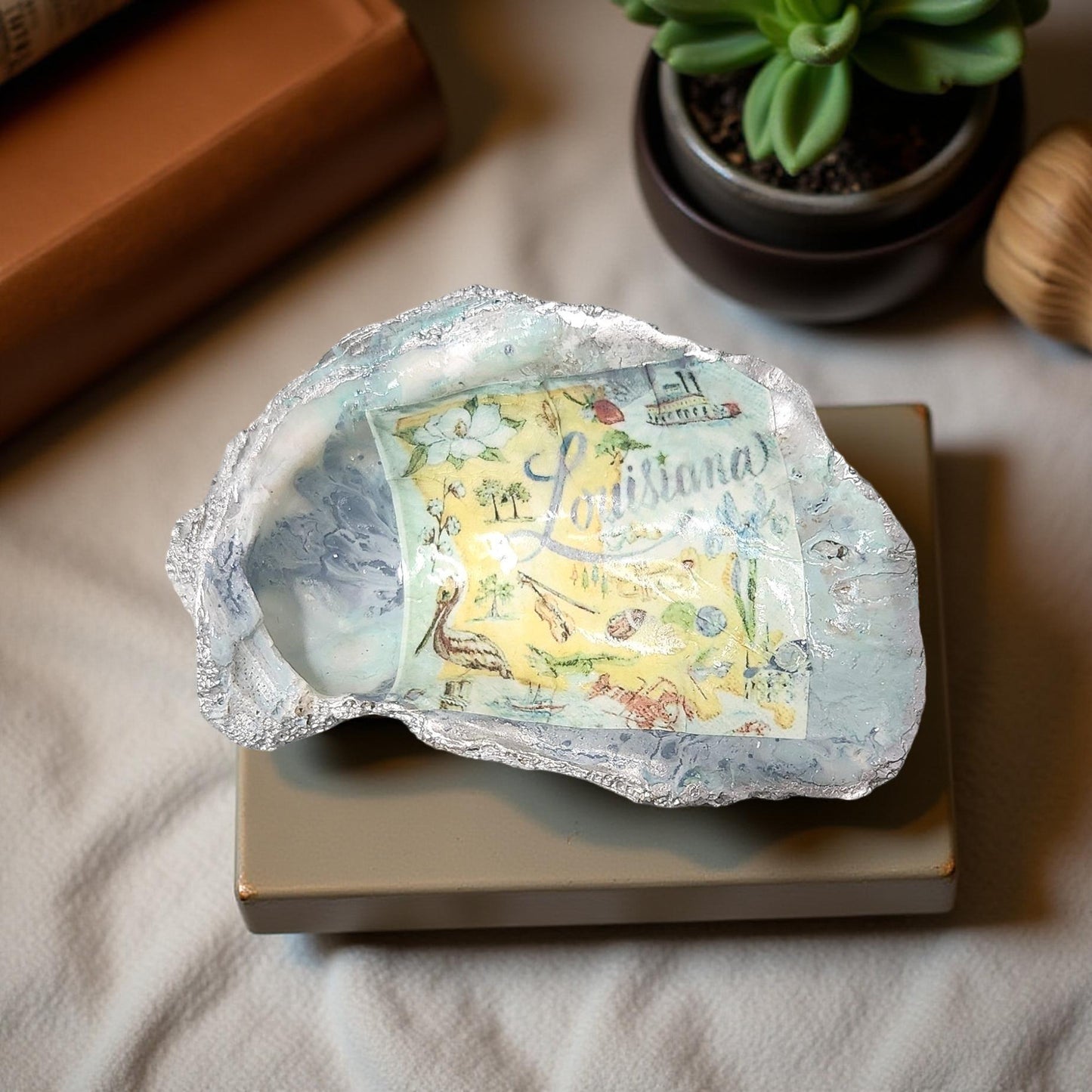 Decorative Louisiana Oyster Shell Art - Hand-crafted