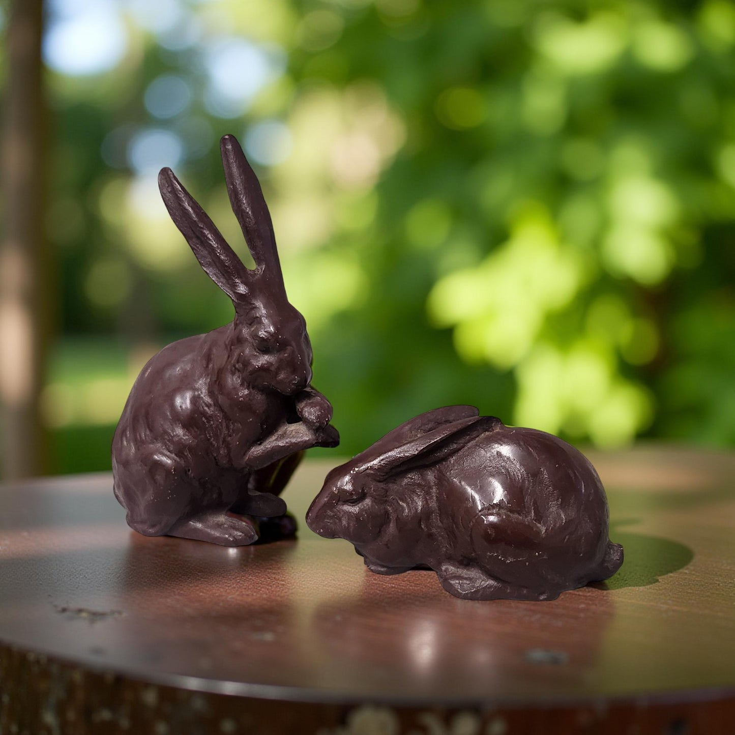 Antique Japanese Bronze Rabbit Okimono – Pair