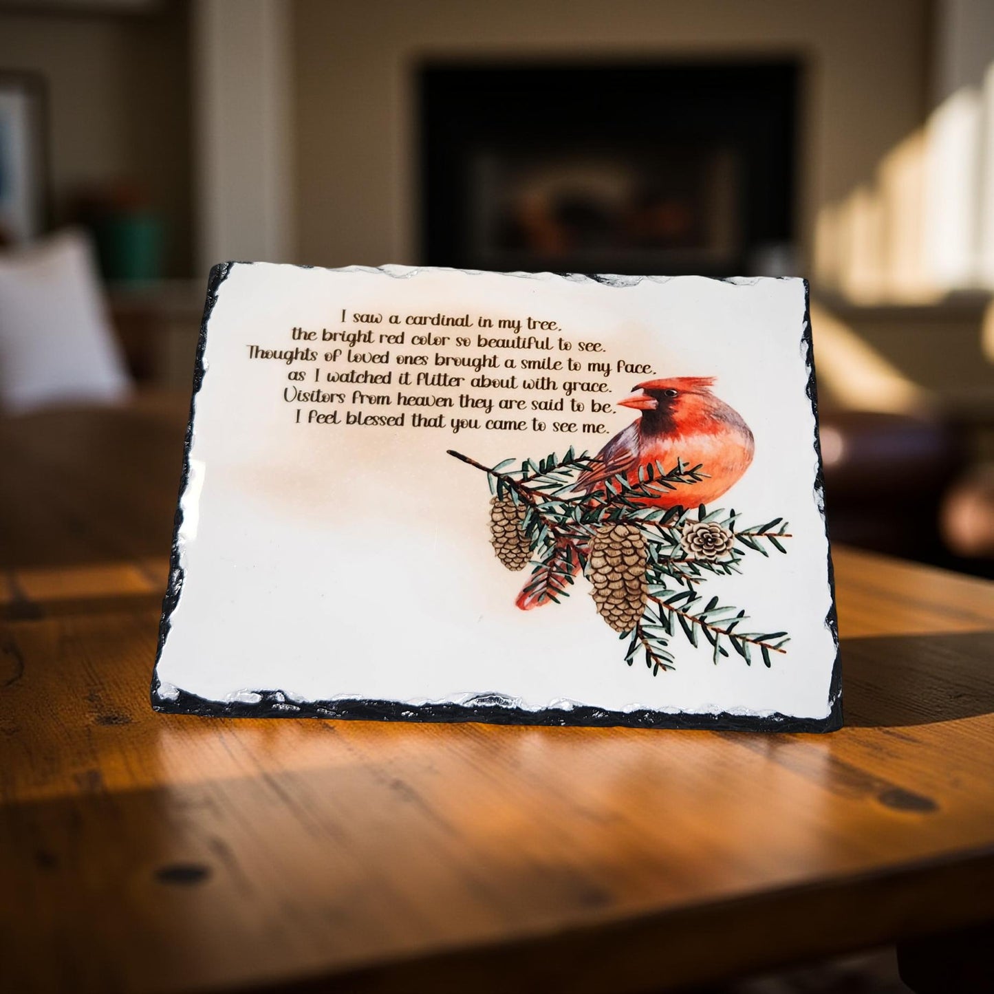 Decorative Cardinal Slate - Beautiful Memorial Sign