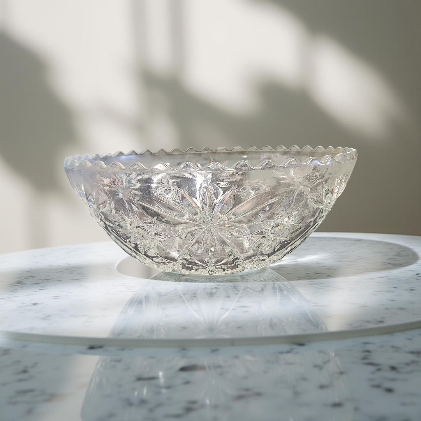Elegant Anchor Hocking Star of David Glass Fruit Bowl