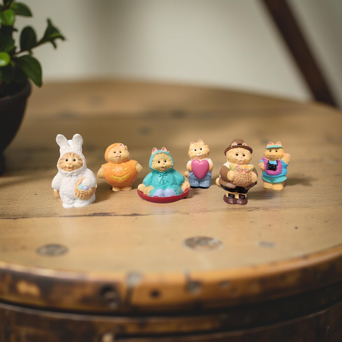 Whimsical Holiday Kitty Figurine Set - Hallmark Collectible - Set of 6