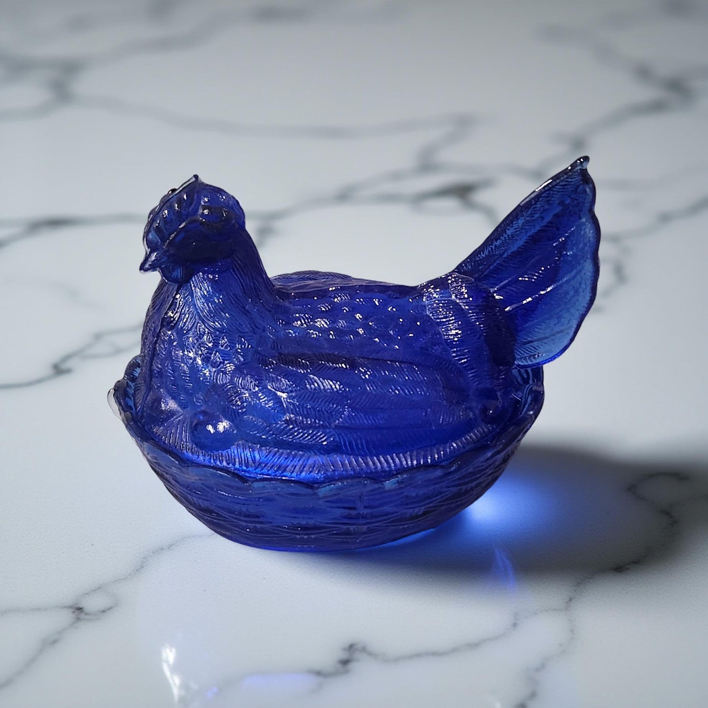 Collectible LG Wright Cobalt Blue Hen Dish or Cobalt Blue Bowl