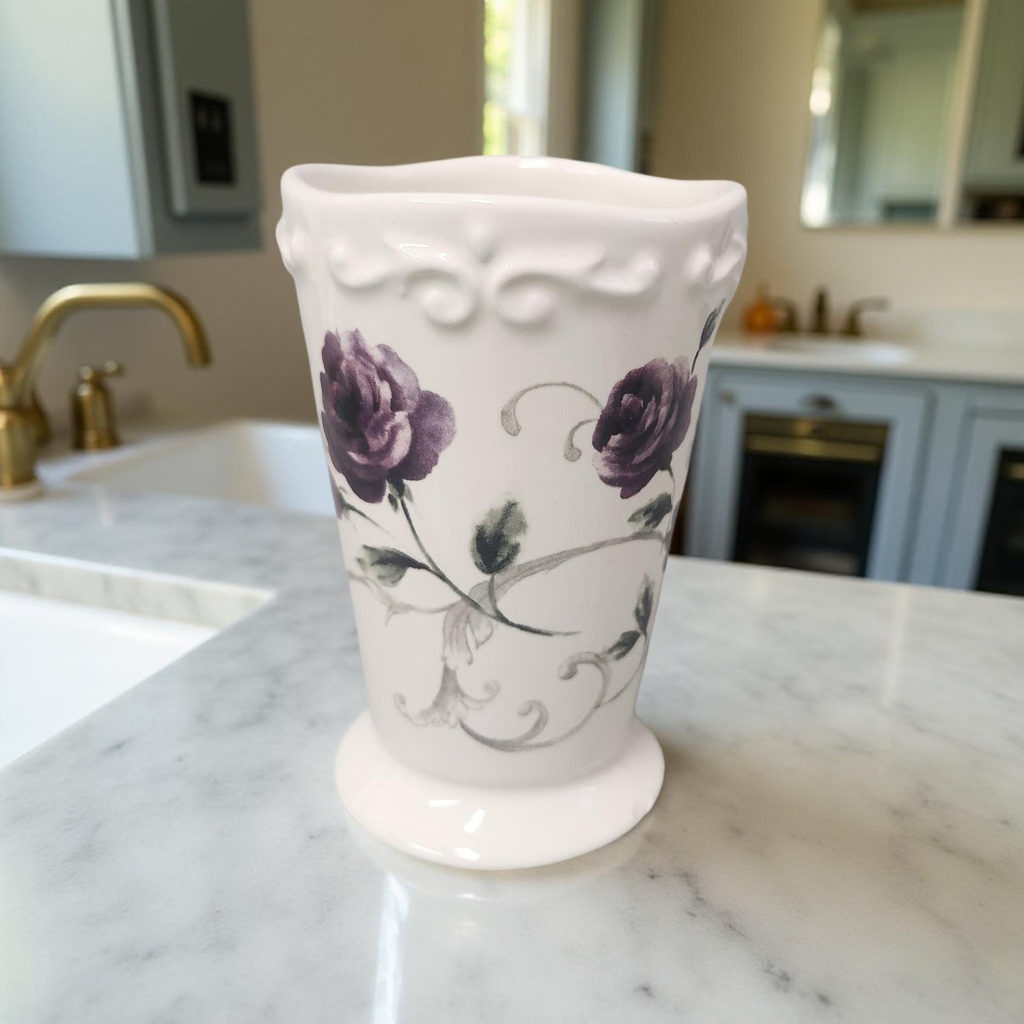 Julie Bordeaux Bathroom Tumbler - Purple and Green