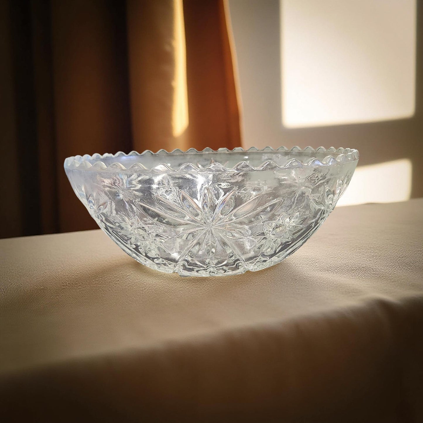 Elegant Anchor Hocking Star of David Glass Fruit Bowl