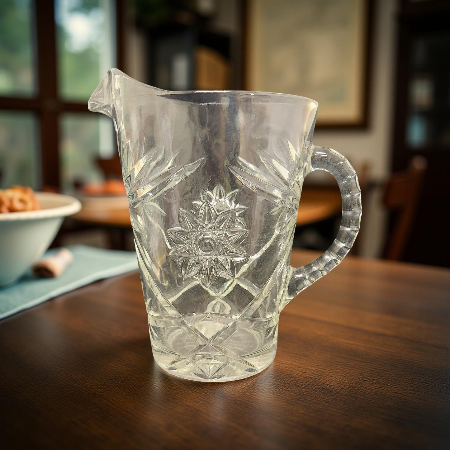 Elegant Anchor Hocking Star of David Glass Pitcher