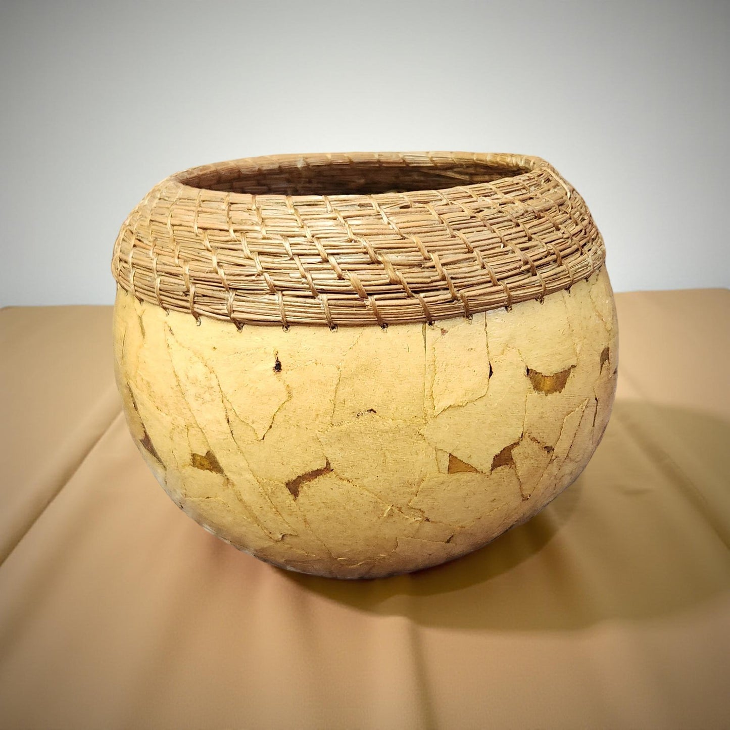 Hand-Woven Pine Needle Basket - Natural Home Decor