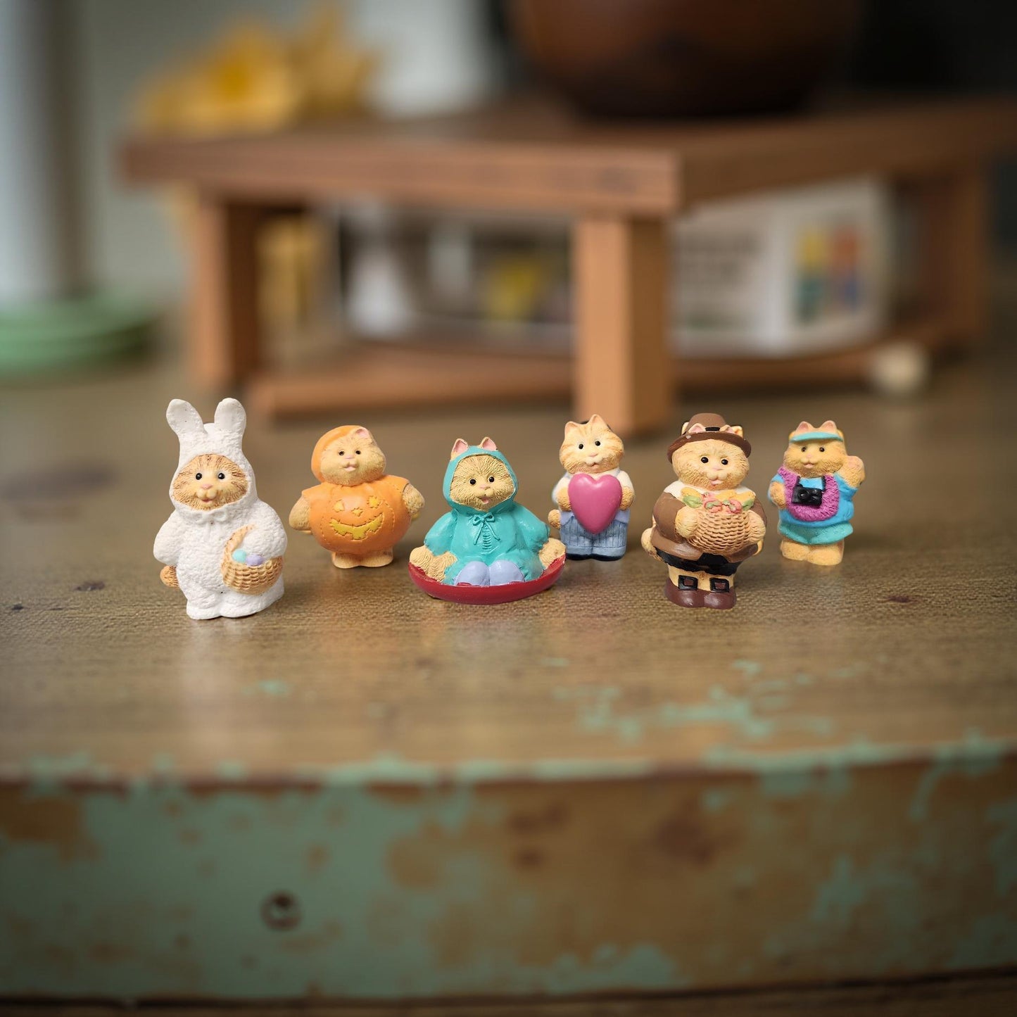 Whimsical Holiday Kitty Figurine Set - Hallmark Collectible - Set of 6