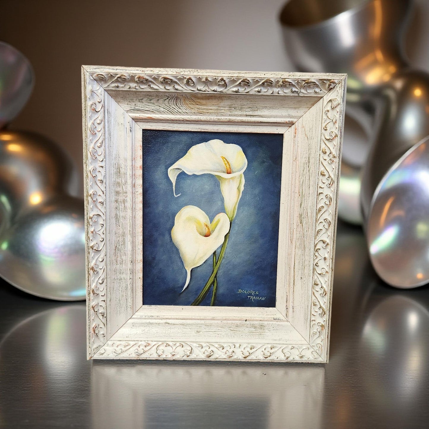 Hand-Painted Lilies by Delores Trahan | Wall Art Decor | Oil Painting