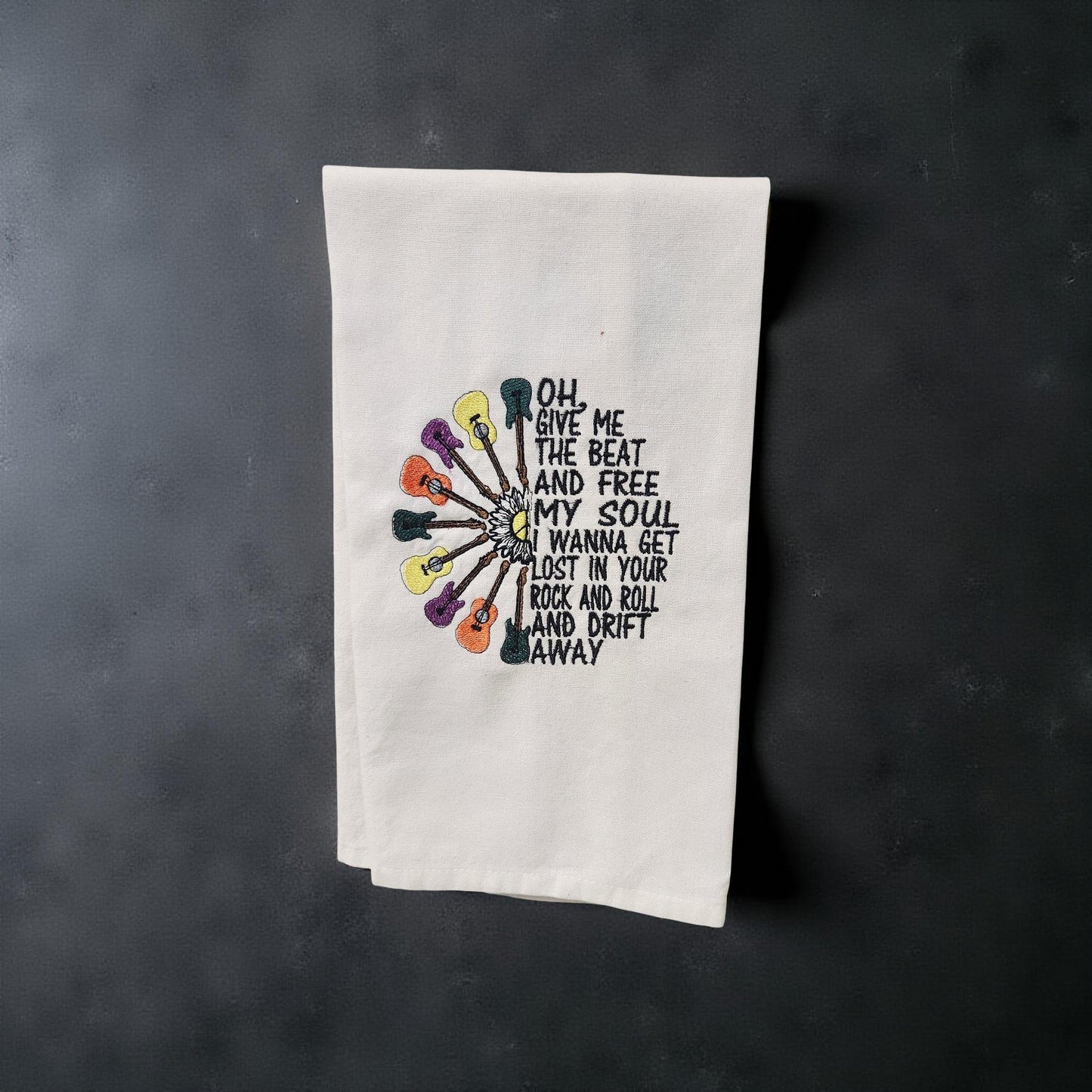 Hand-Crafted Embroidered Hand Towels – Camping, Coffee, Music & More