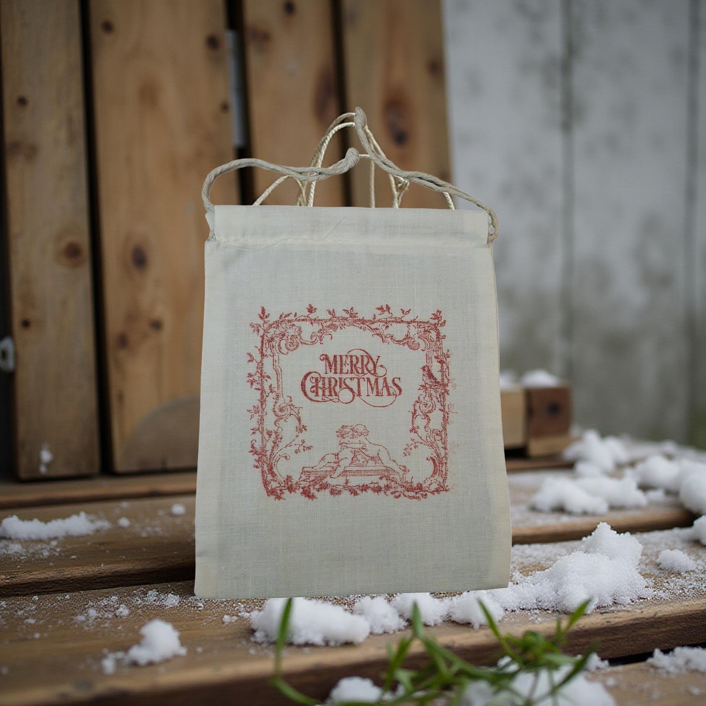 Festive Holiday Cloth Gift Bags - Reusable