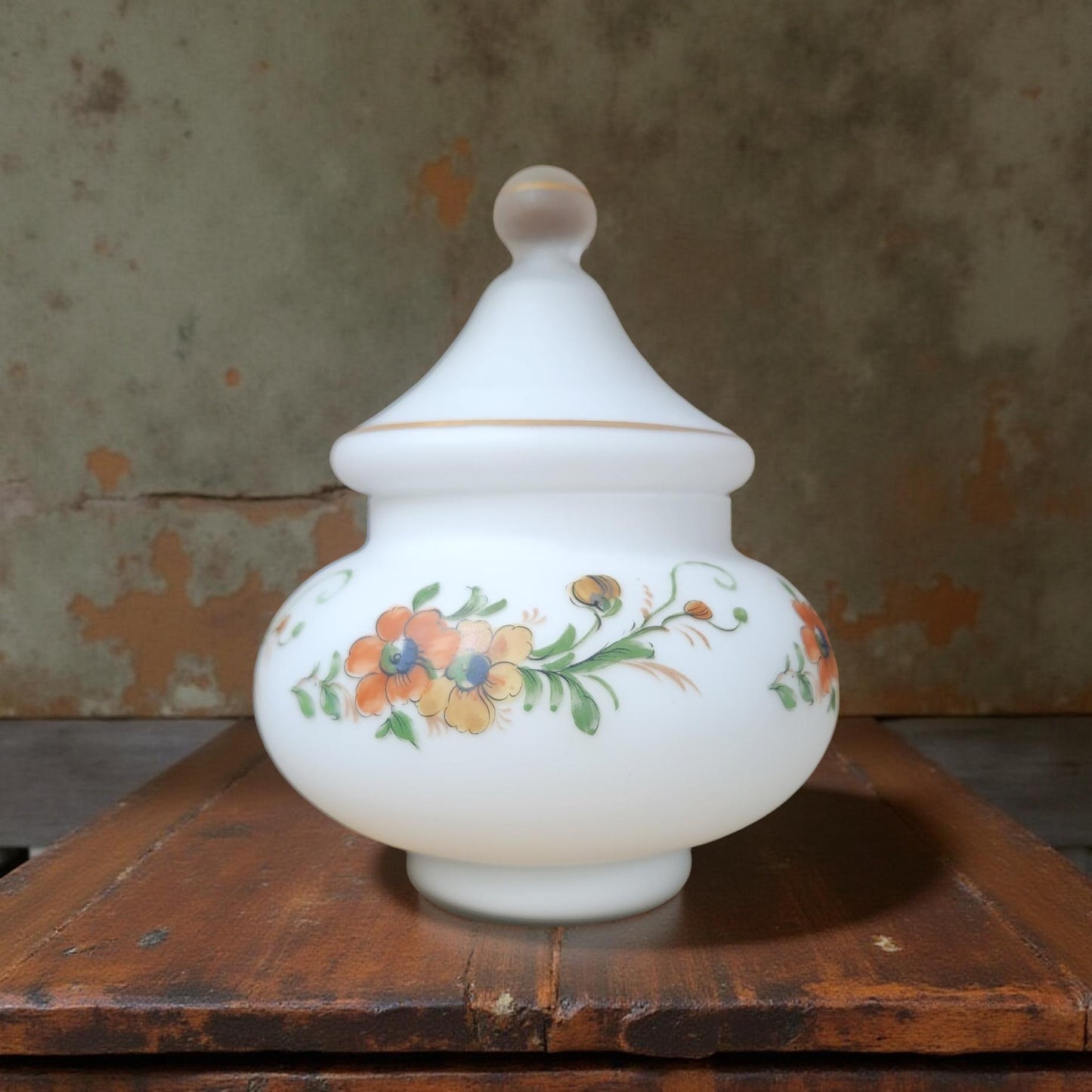 Norlean Frosted Glass Jar Vintage Home Decor