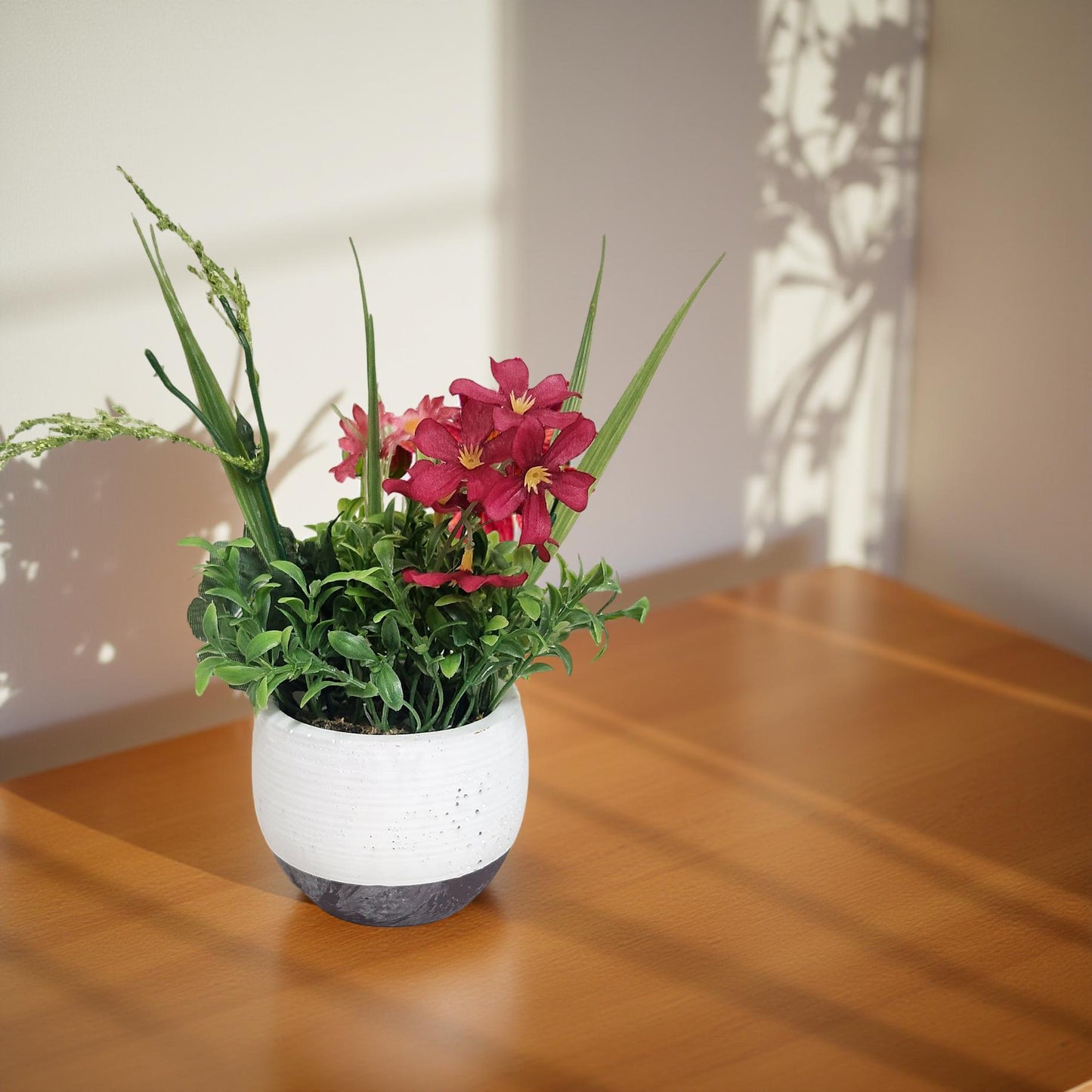 Country Chic Silk Arrangements in Beautiful Ceramic Containers