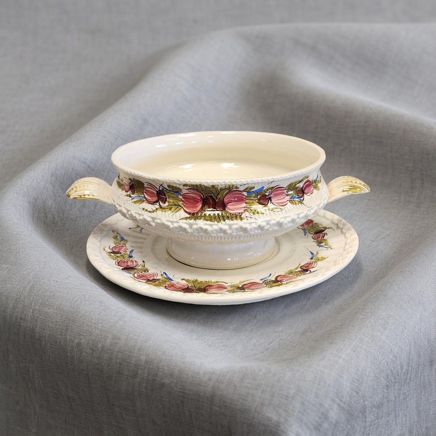 Italian Floral Soup Tureen w/ Underplate