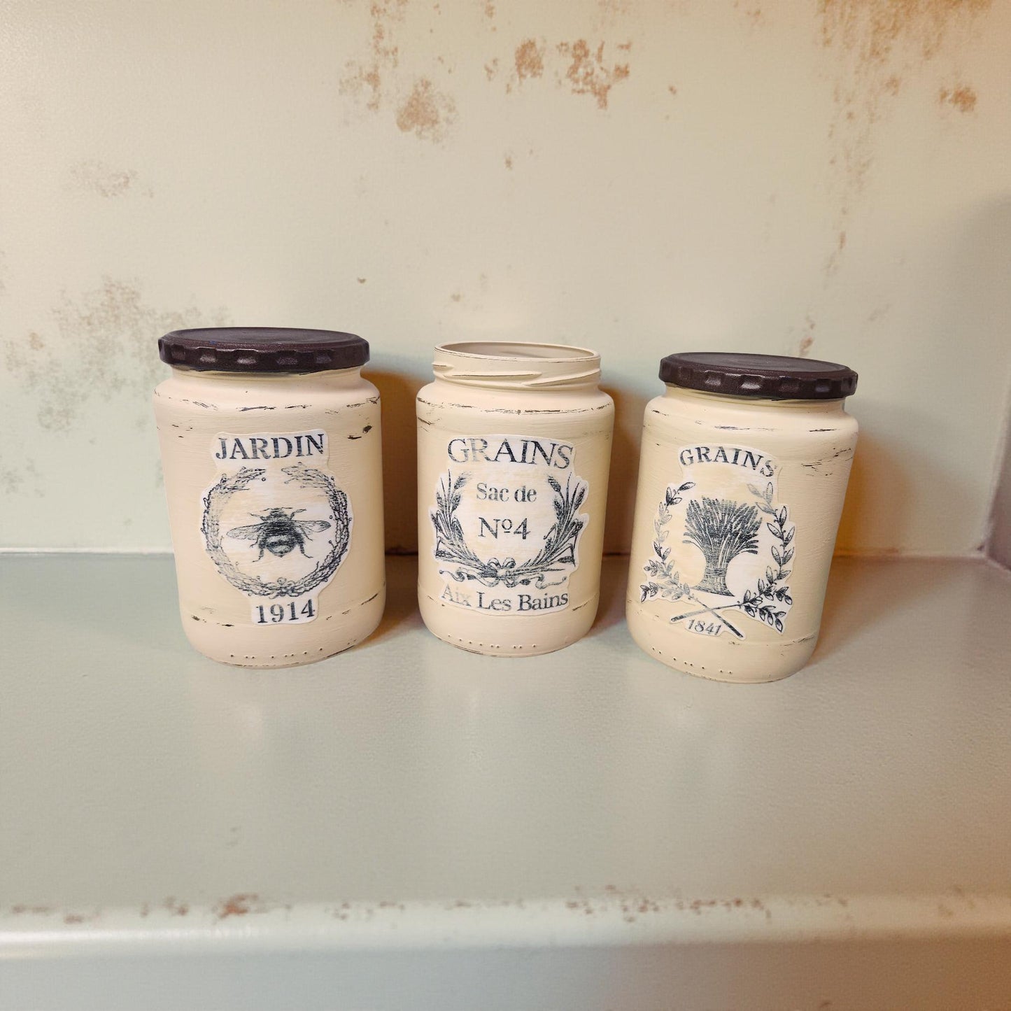 Rustic Kitchen Display (set of 3) Vintage Inspired Table Decor