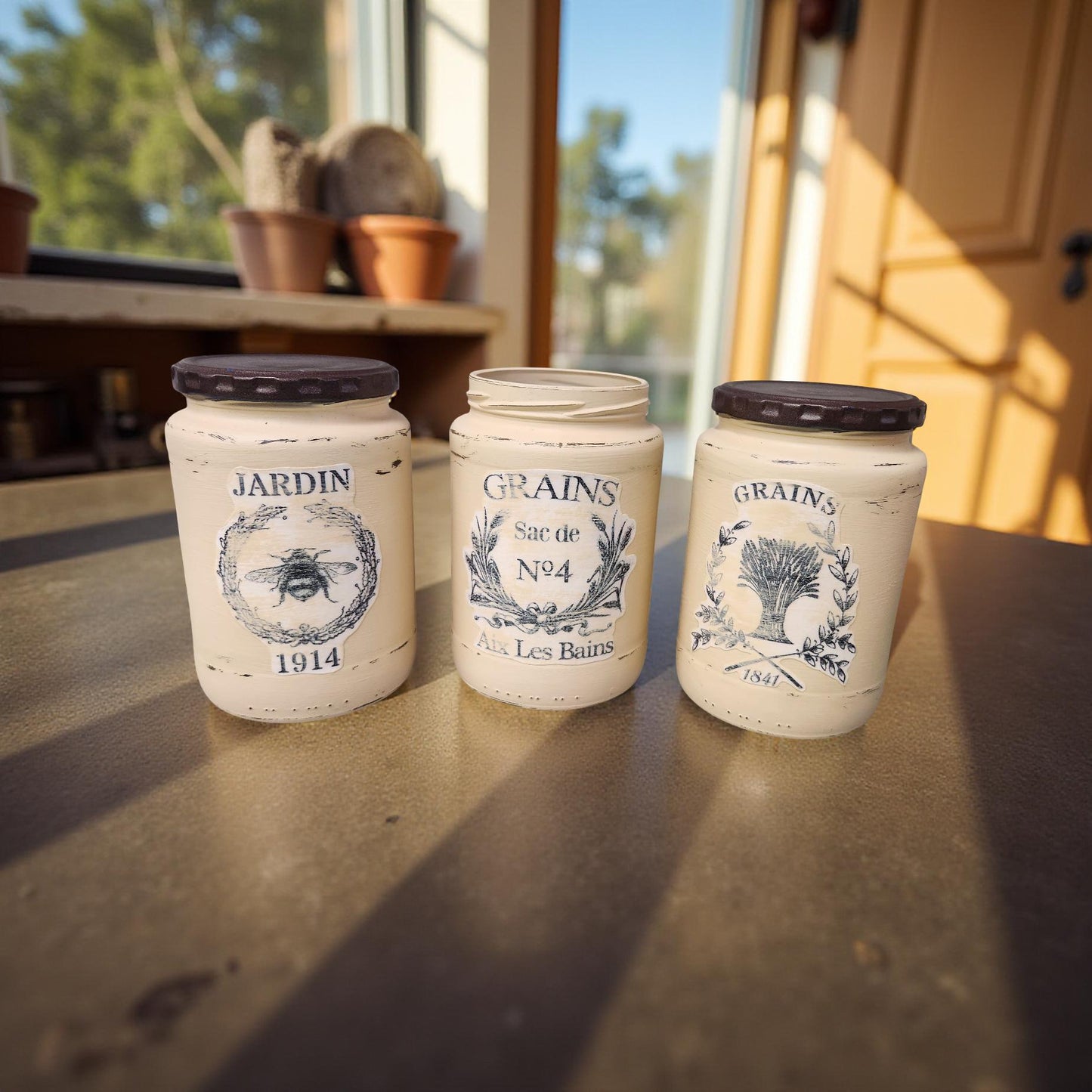 Rustic Kitchen Display (set of 3) Vintage Inspired Table Decor