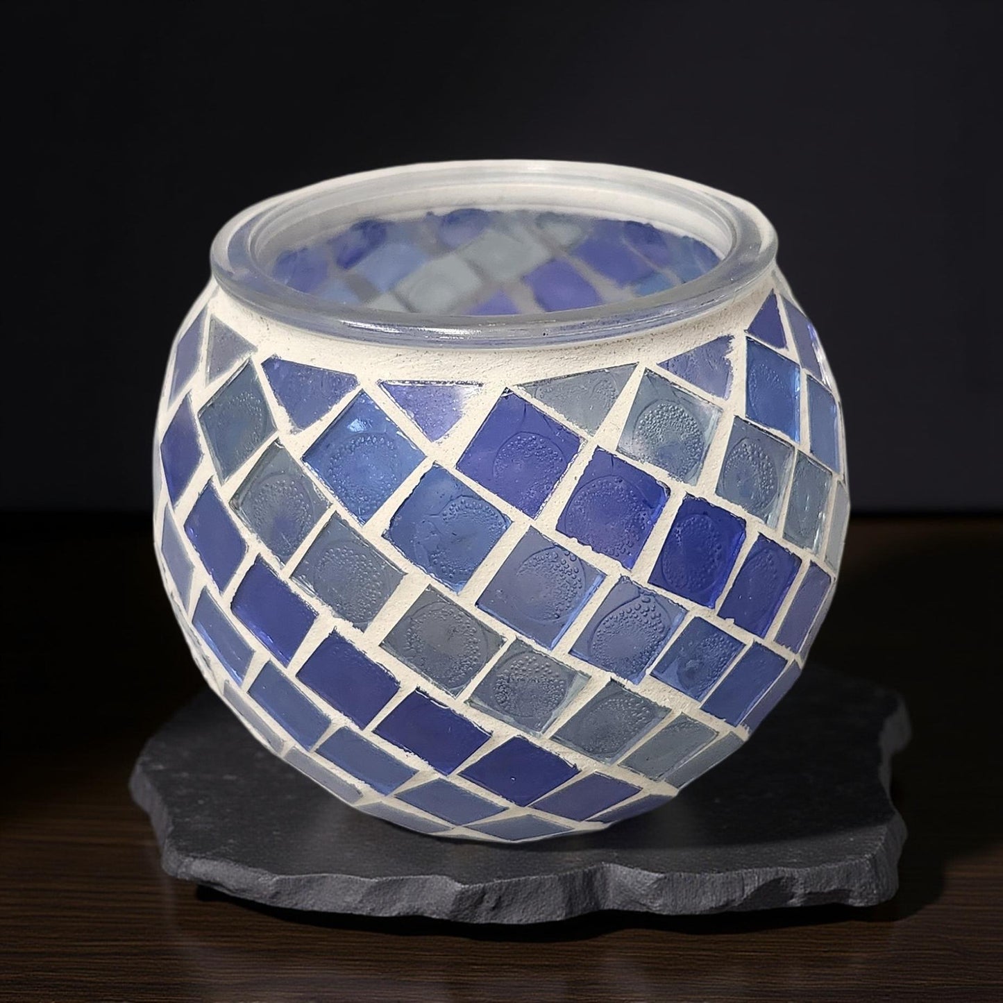 Blue Colored Glass Tea Light Candle Holders