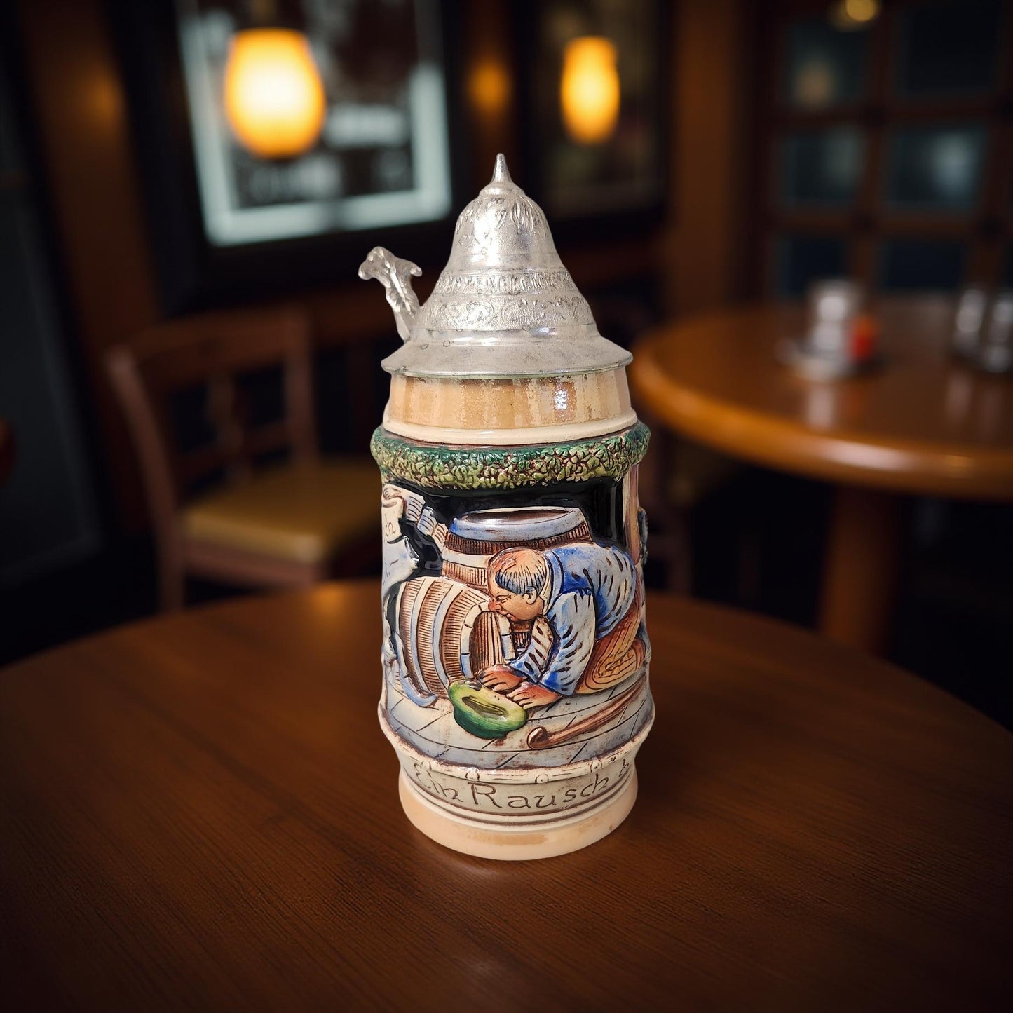 1930 Erin Rausch Beflugalt “Noisy Fight” German Beer Stein