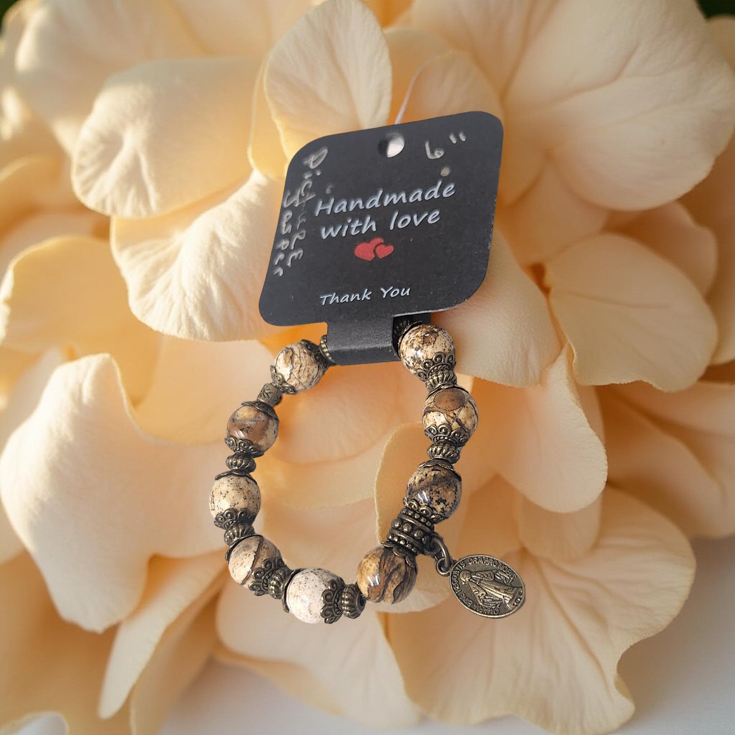 Boho Picture Jasper Bracelet - Handcrafted Religious Jewelry