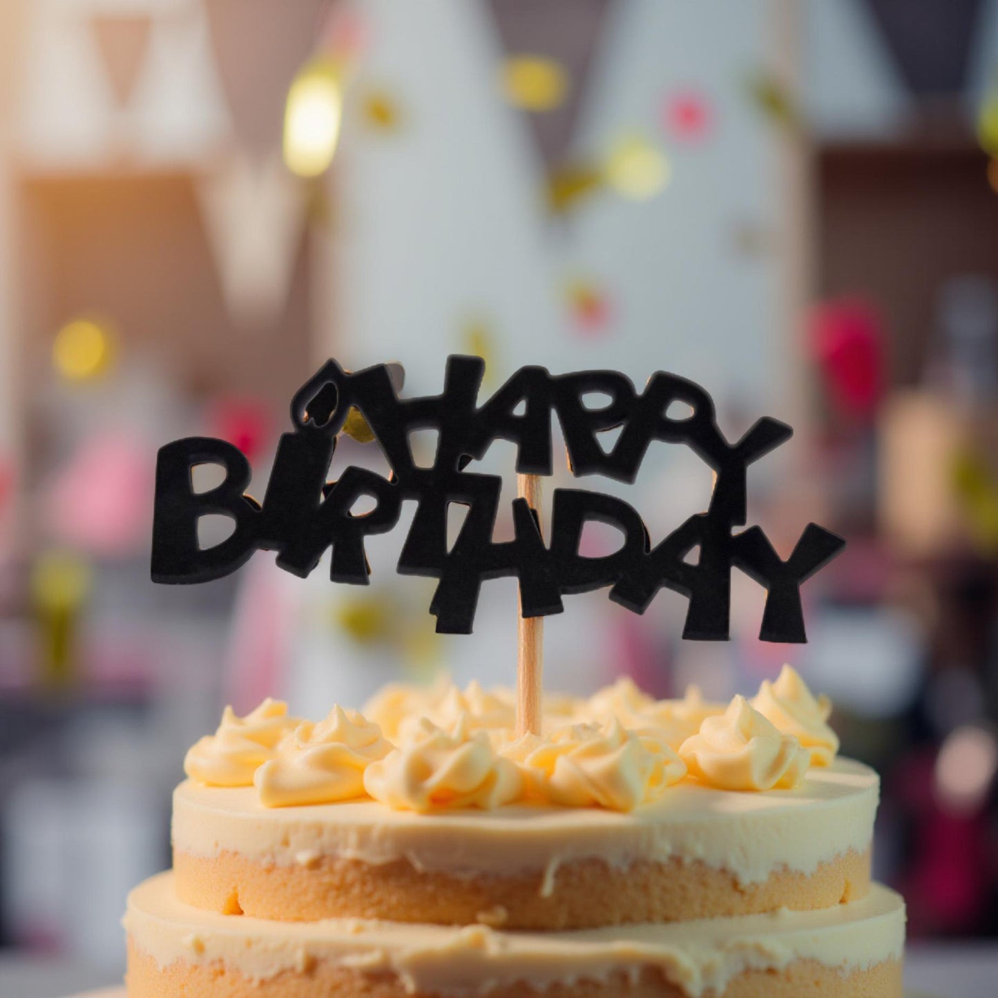 Chic Black Cake Decoration for Modern Birthday Parties