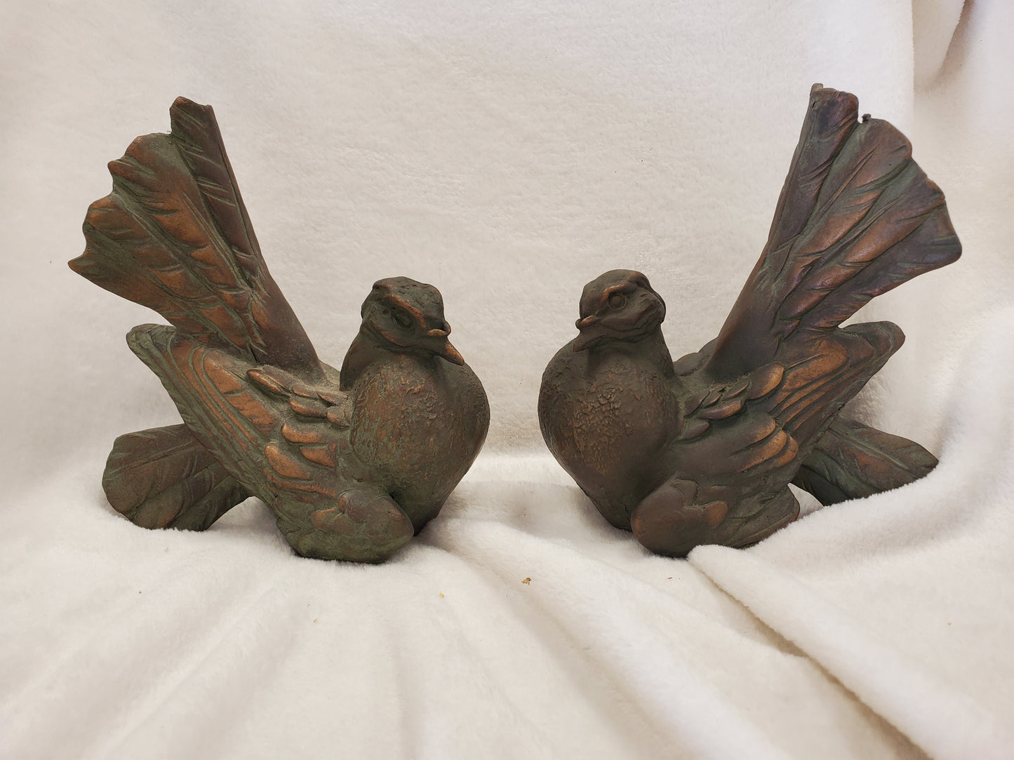 Rustic Bronze Turtle Dove Sculptures, Set of 2