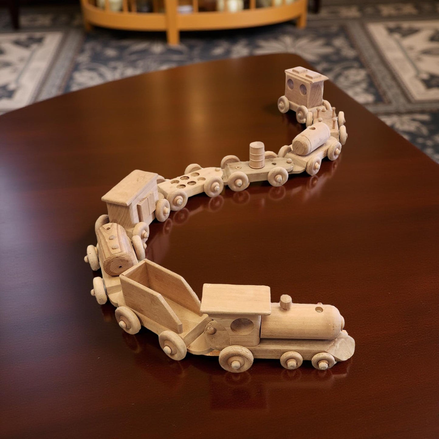 🚂 Handmade Wooden Train – 9-Piece Set