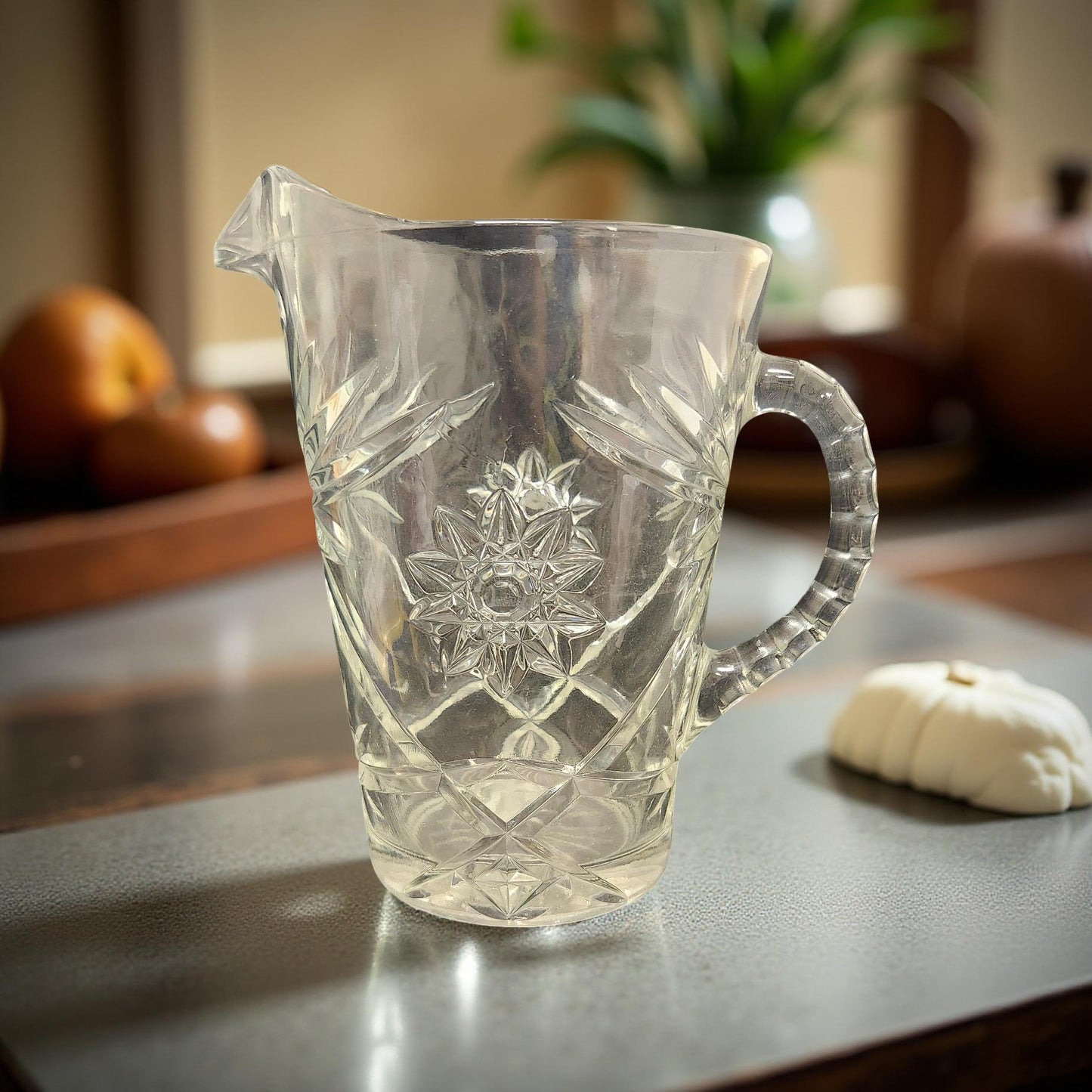 Elegant Anchor Hocking Star of David Glass Pitcher