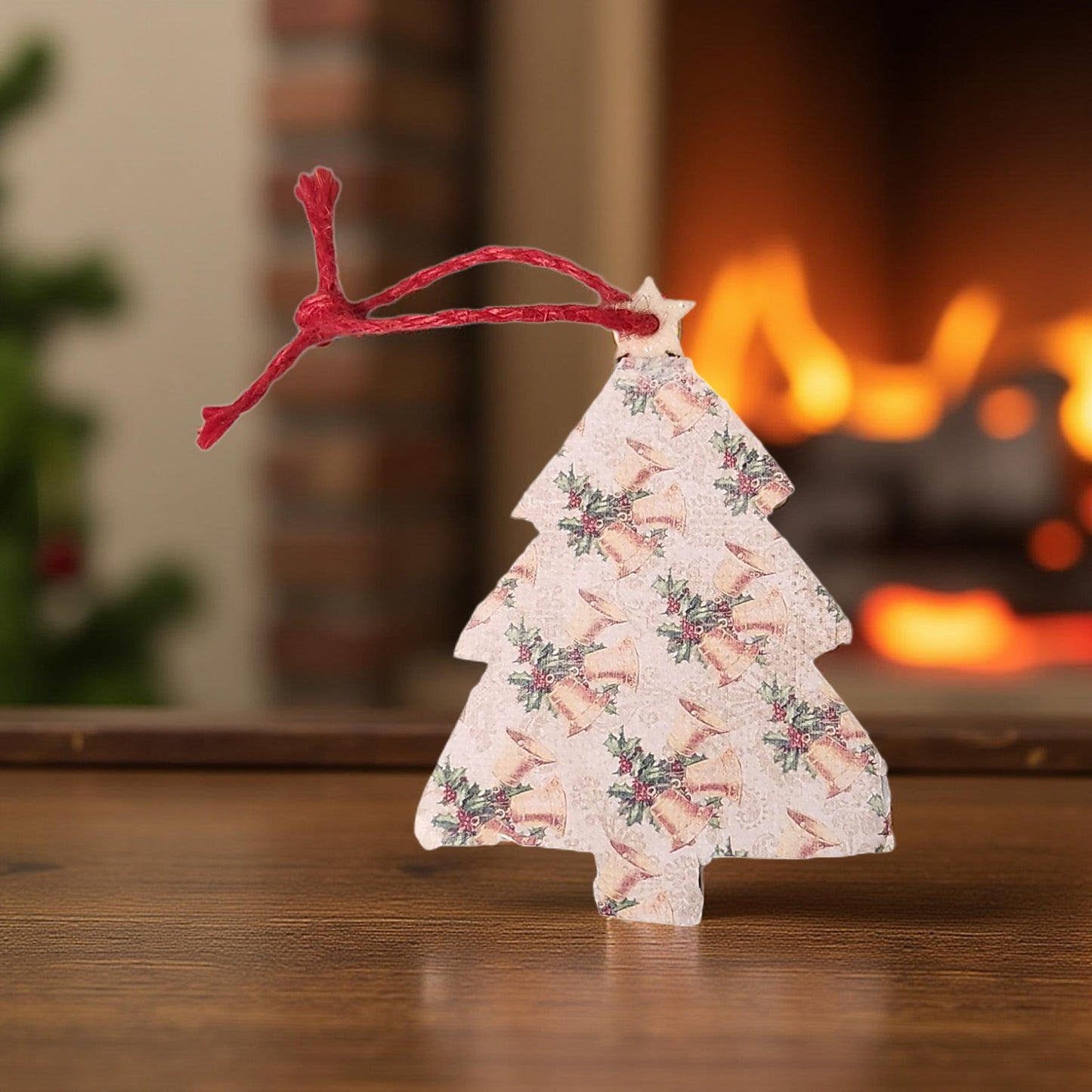 π Locally Made Wooden Decoupage Christmas Tree Ornaments