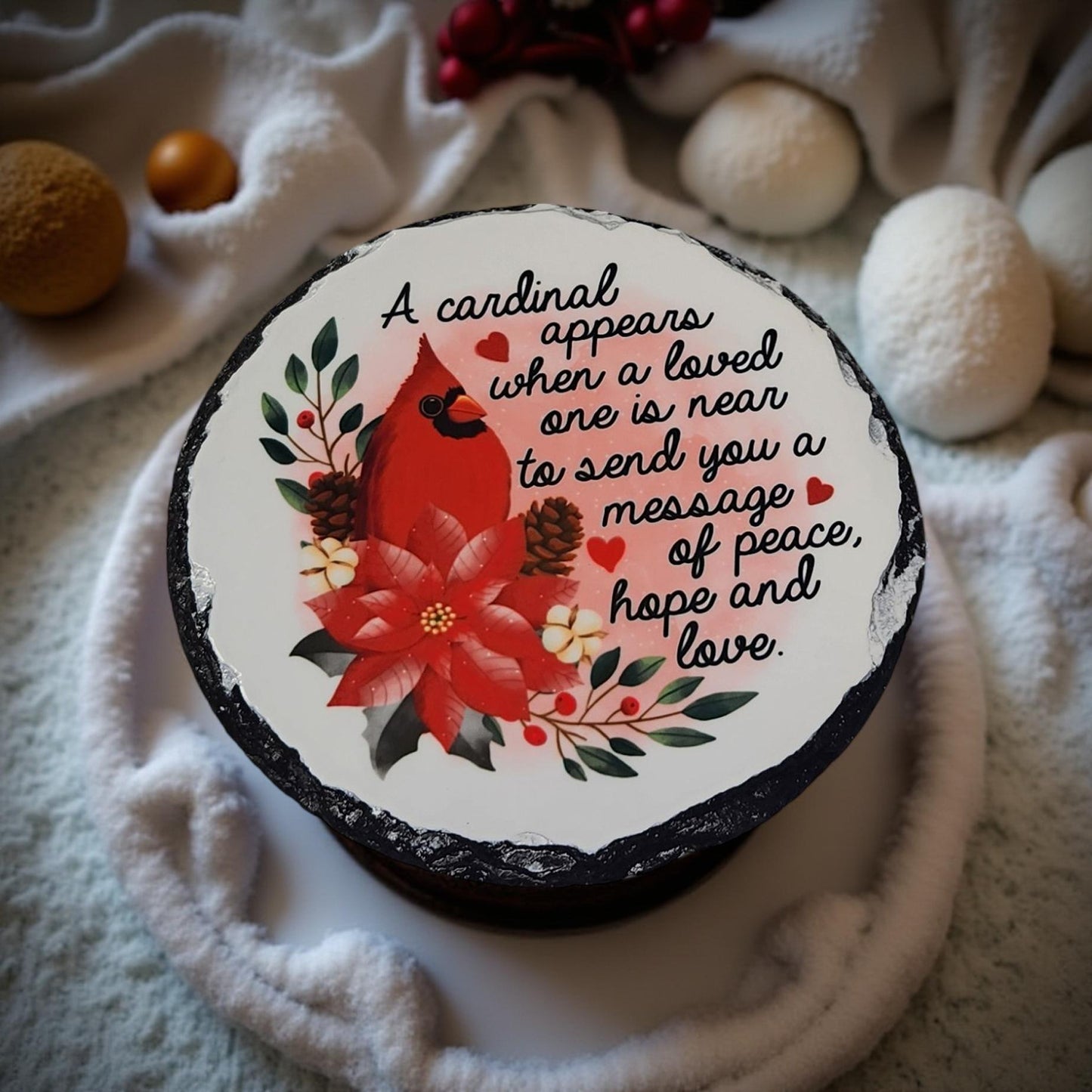 "Cardinals Appear" Decorative Slate - Beautiful Memorial Sign
