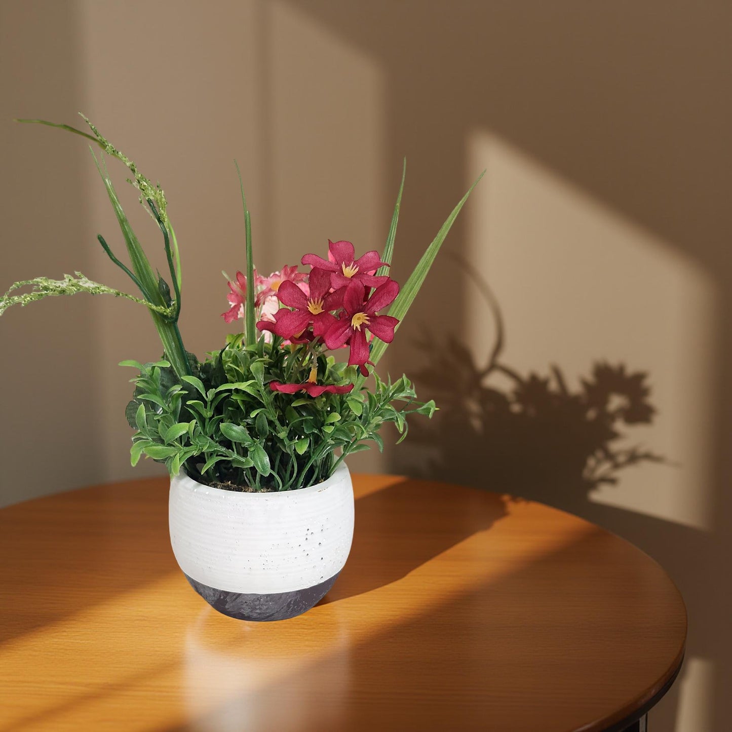 Country Chic Silk Arrangements in Beautiful Ceramic Containers
