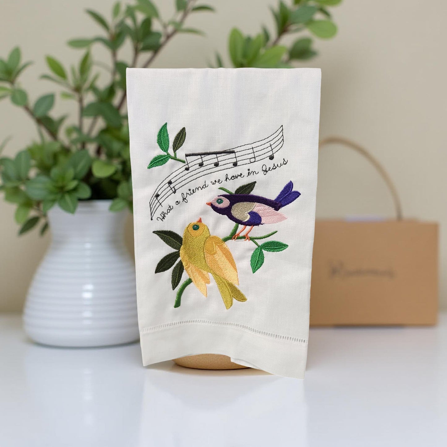 Hand-Crafted Embroidered Hymnal Hand Towels