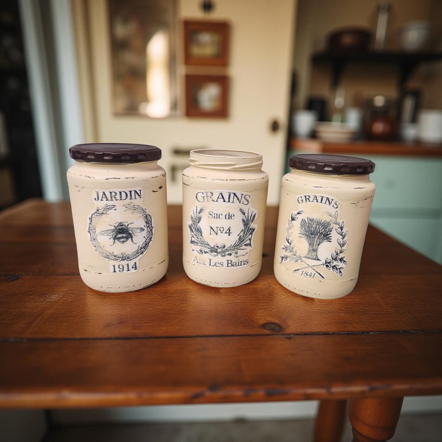 Rustic Kitchen Display (set of 3) Vintage Inspired Table Decor