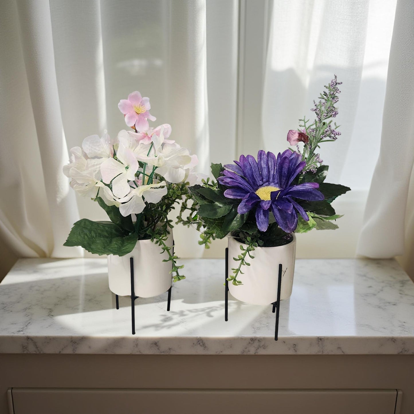 Artificial Floral Display in Chic Footed Vase