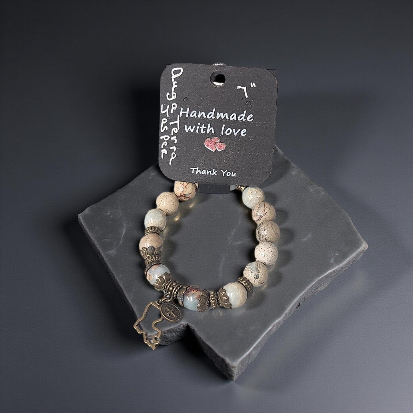 Unique Auga Terra Jasper Bracelet - Handmade Jewelry