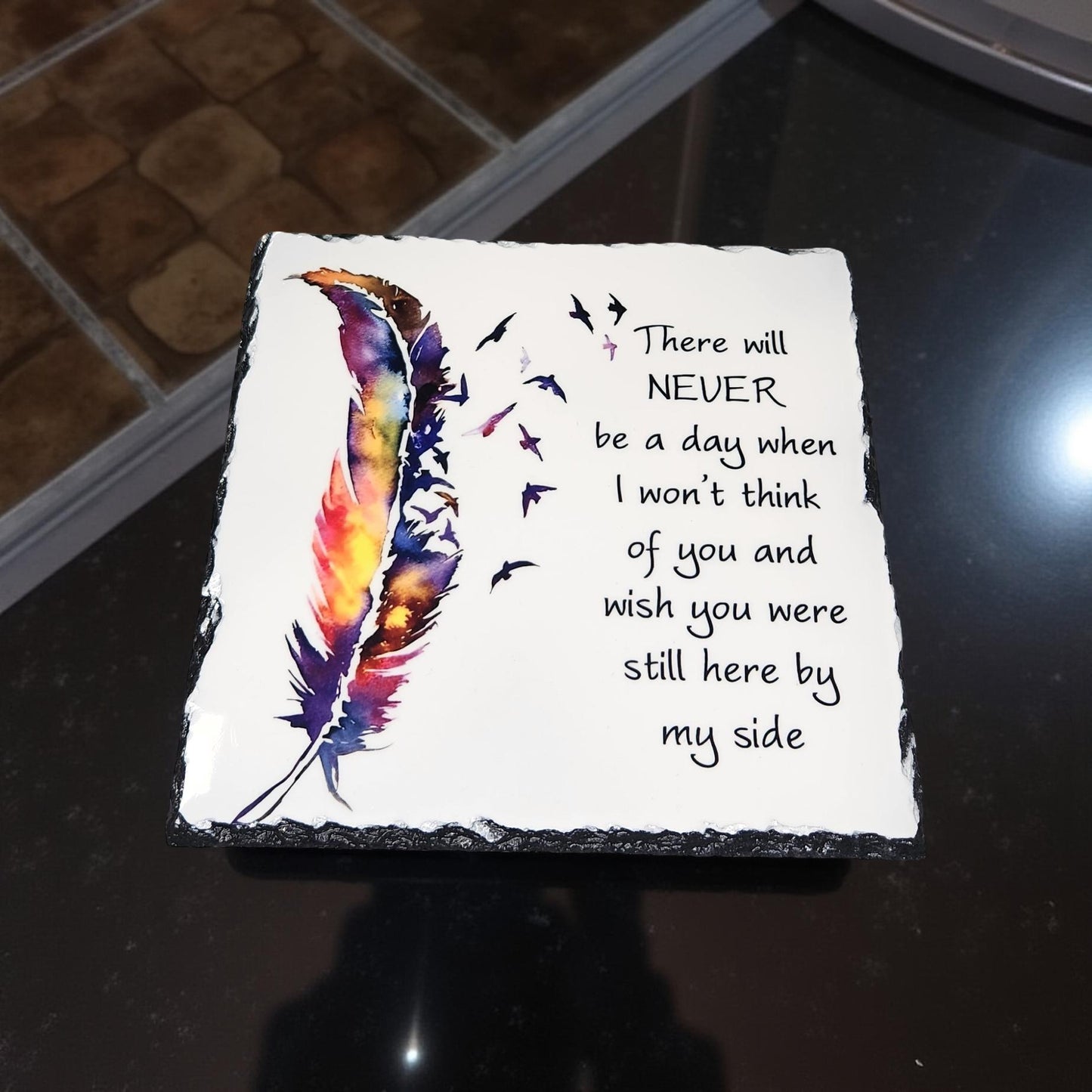 "Thinking of you" Decorative Slate - Beautiful Memorial Sign