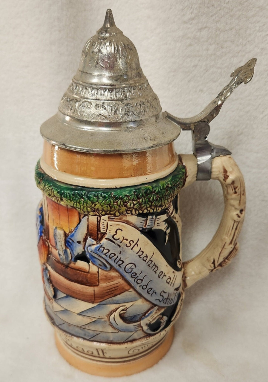 1930 Erin Rausch Beflugalt “Noisy Fight” German Beer Stein