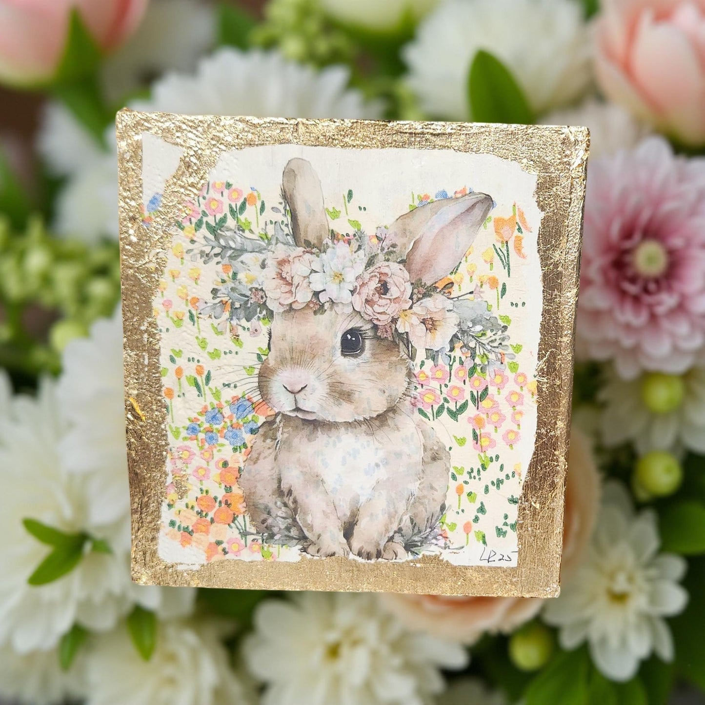Easter Floral Wood Block - Hand-crafted Original Design