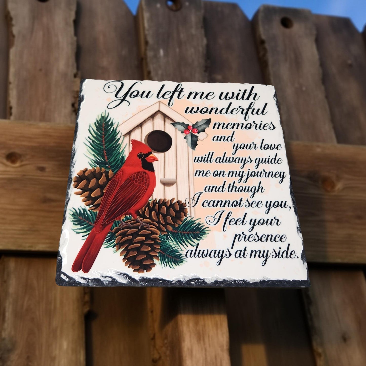 Decorative Cardinal Slate - Beautiful Memorial Sign