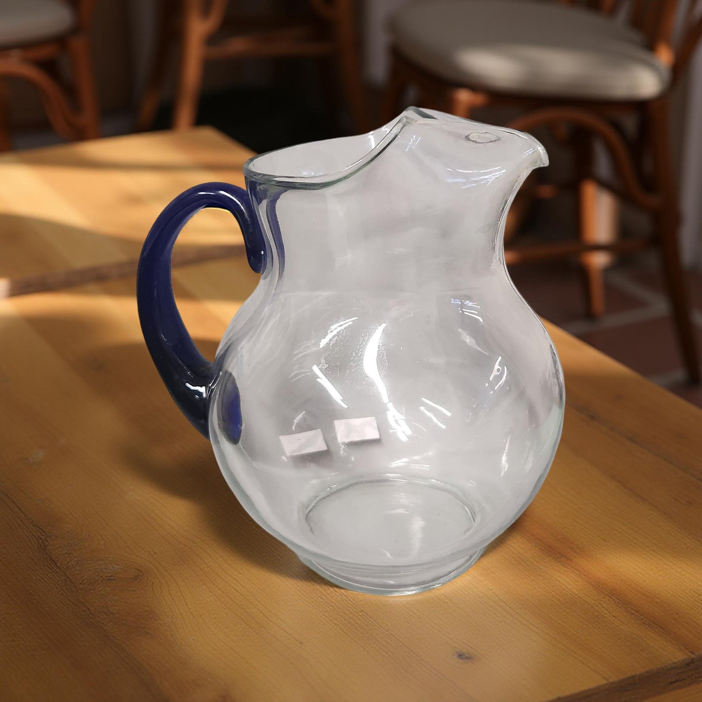 Retro Glass Trifle Bowl and Pitcher - Cobalt Blue Accents
