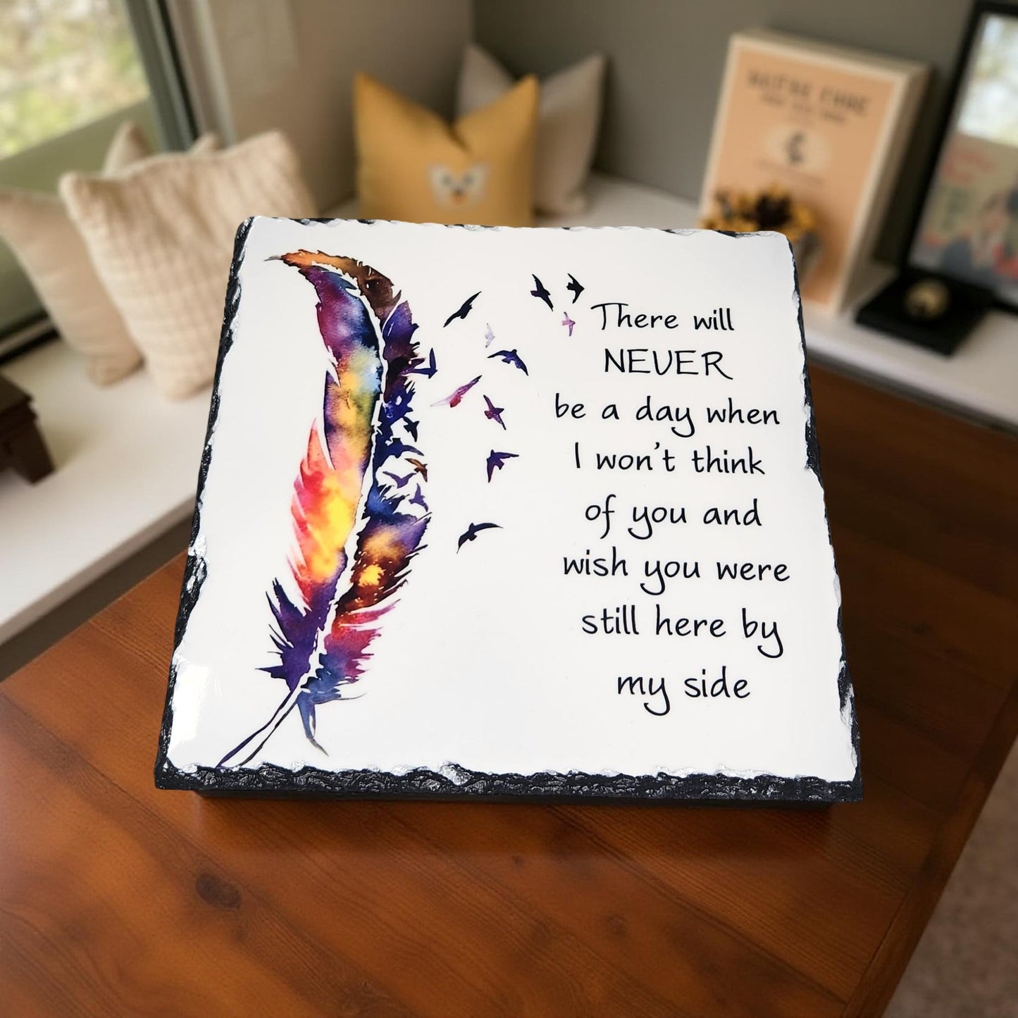 "Thinking of you" Decorative Slate - Beautiful Memorial Sign