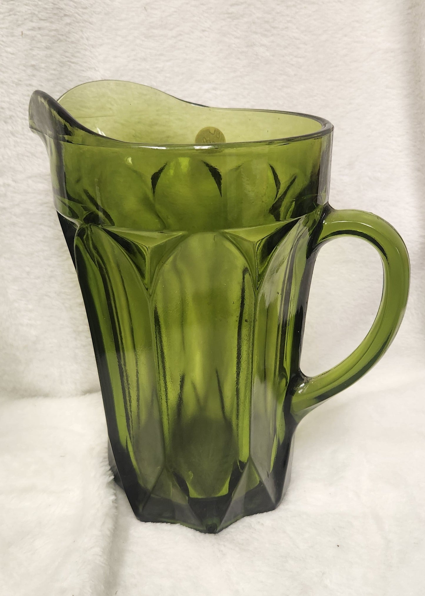 Vintage Anchor Hocking Fairfield Avocado Green Water Pitcher