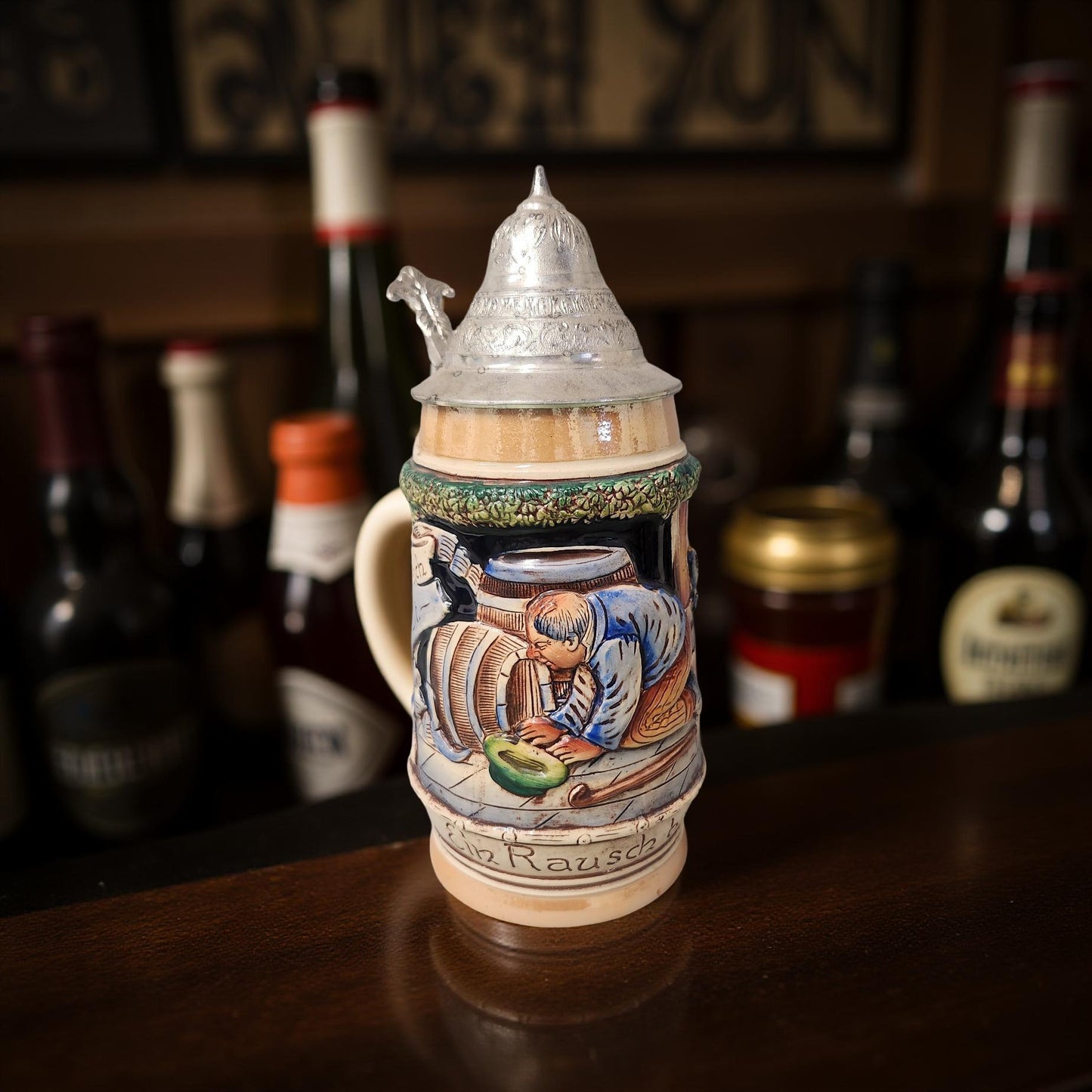 1930 Erin Rausch Beflugalt “Noisy Fight” German Beer Stein