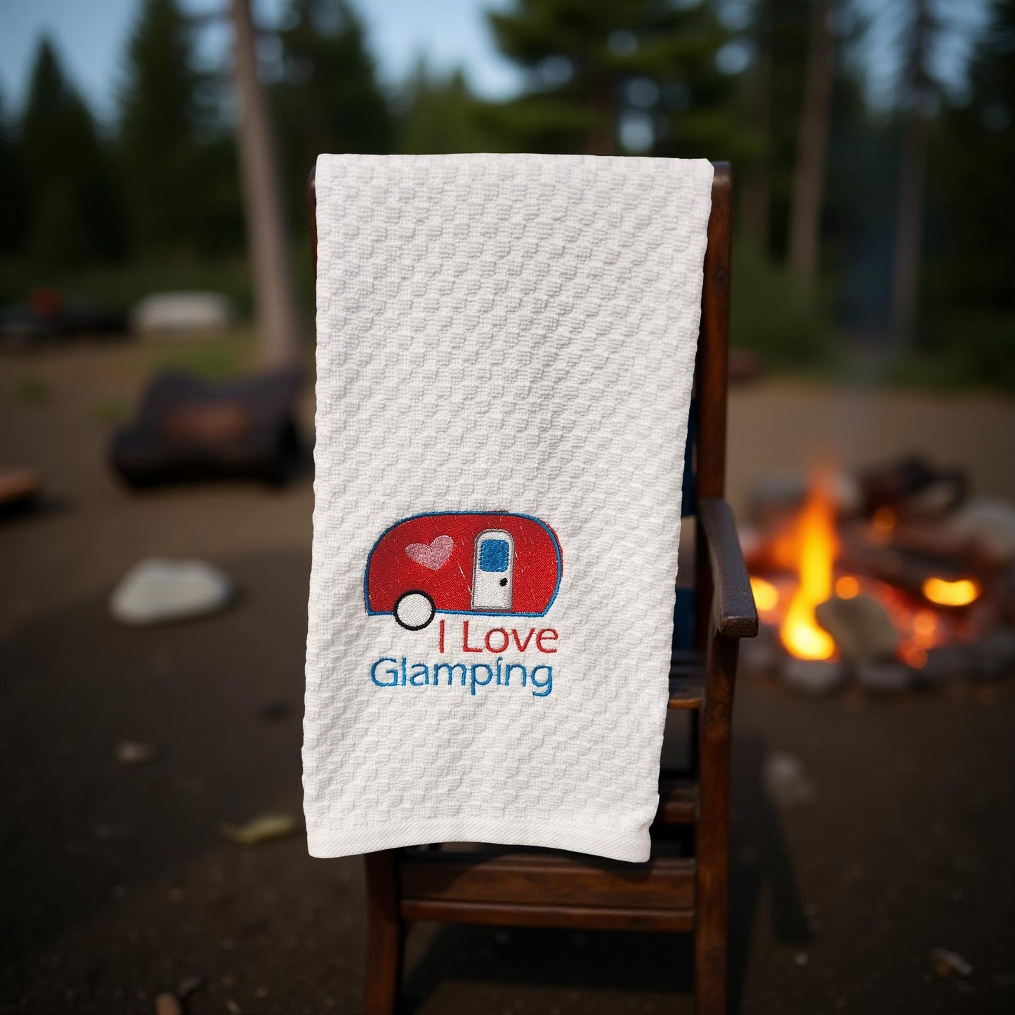 Hand-Crafted Embroidered Hand Towels – Camping, Coffee, Music & More