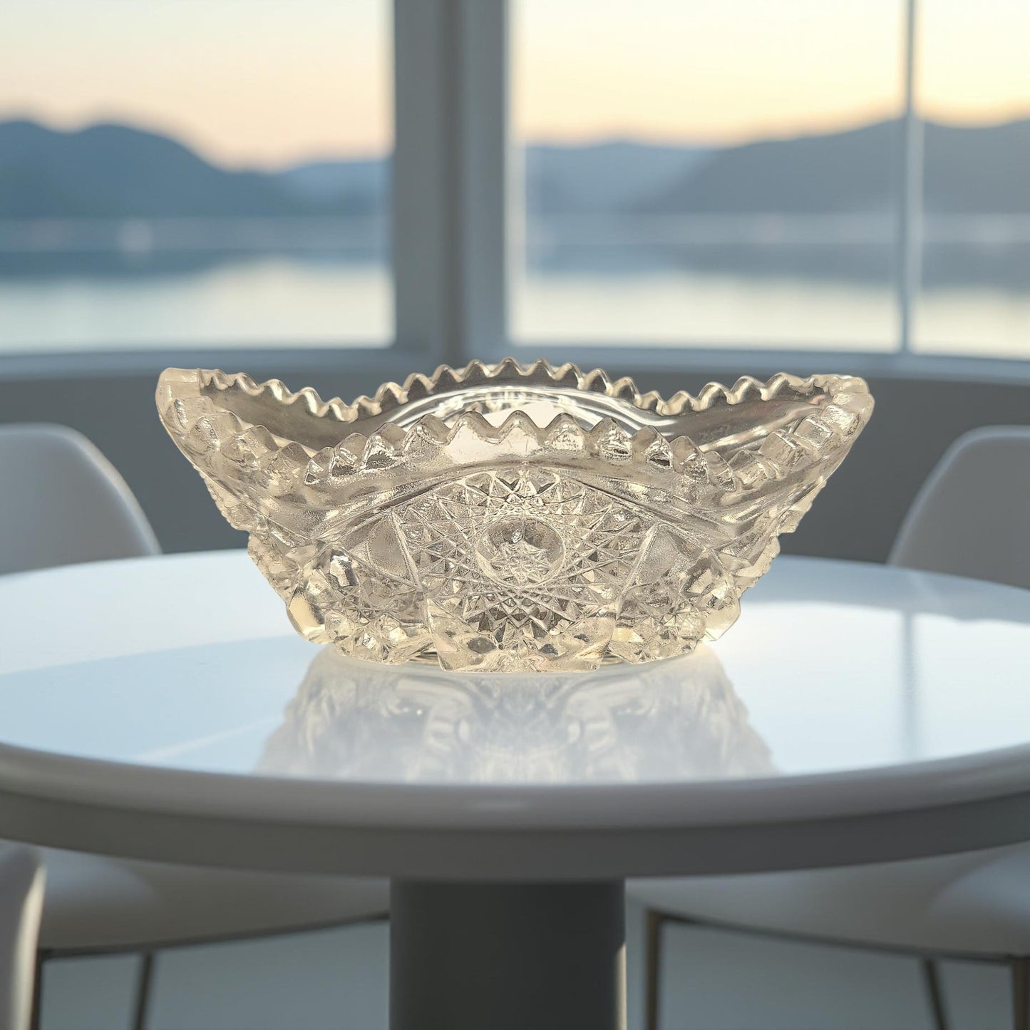 Vintage Sawtooth Edge Imperial Glass Relish Dish - Elegant Table Decor