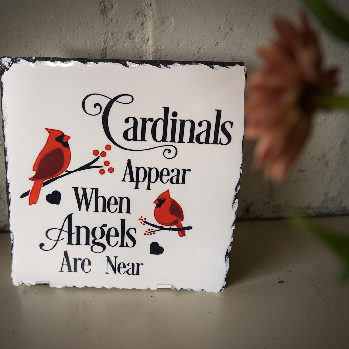 "Cardinals Appear" Decorative Slate - Beautiful Memorial Sign