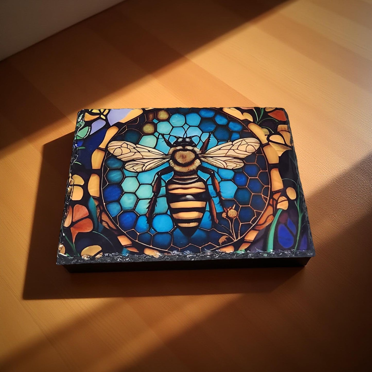 Stained Glass Decorative Slate - Beautiful Memorial Sign