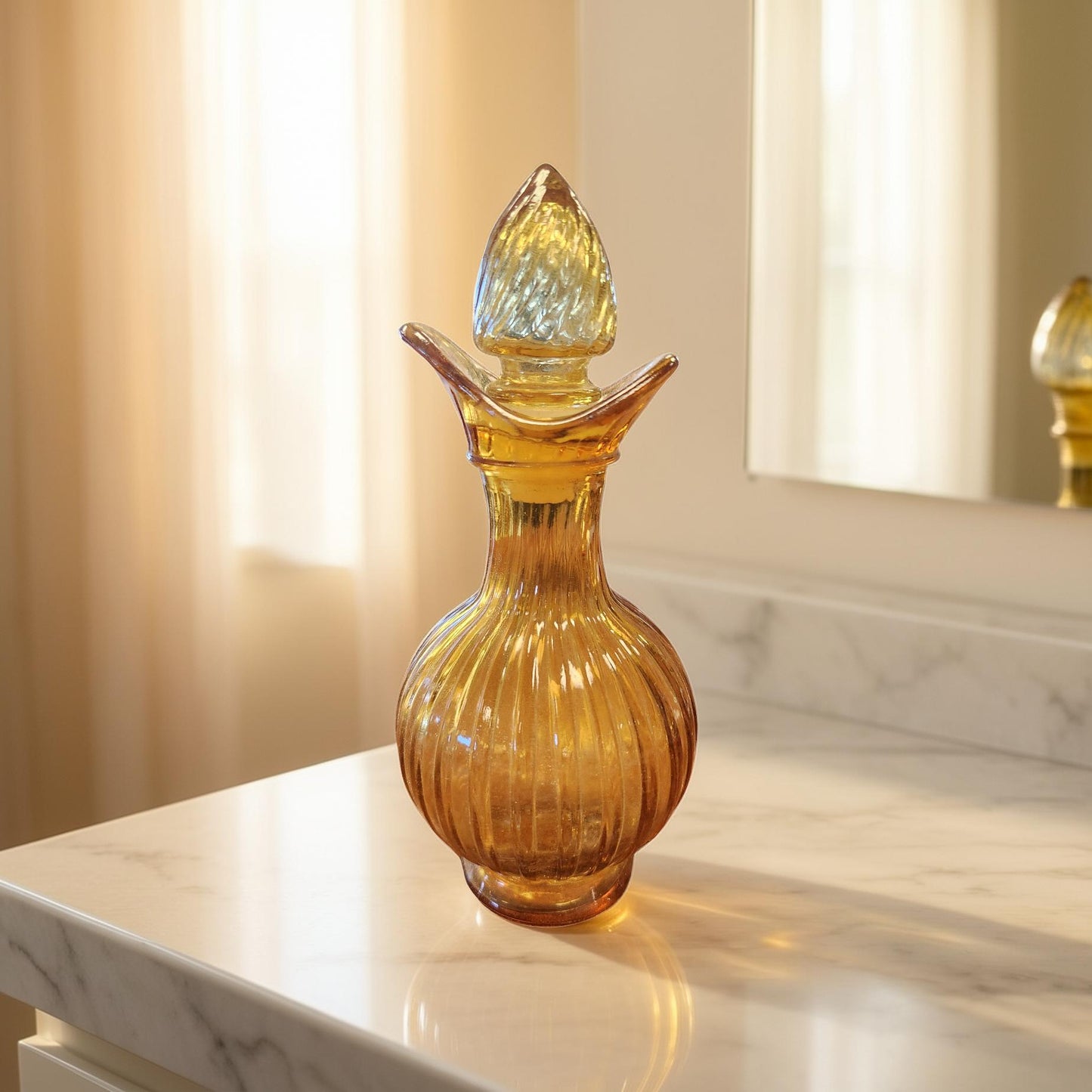 Vintage Amber Avon Cruet Bottle with Lid – 1970s