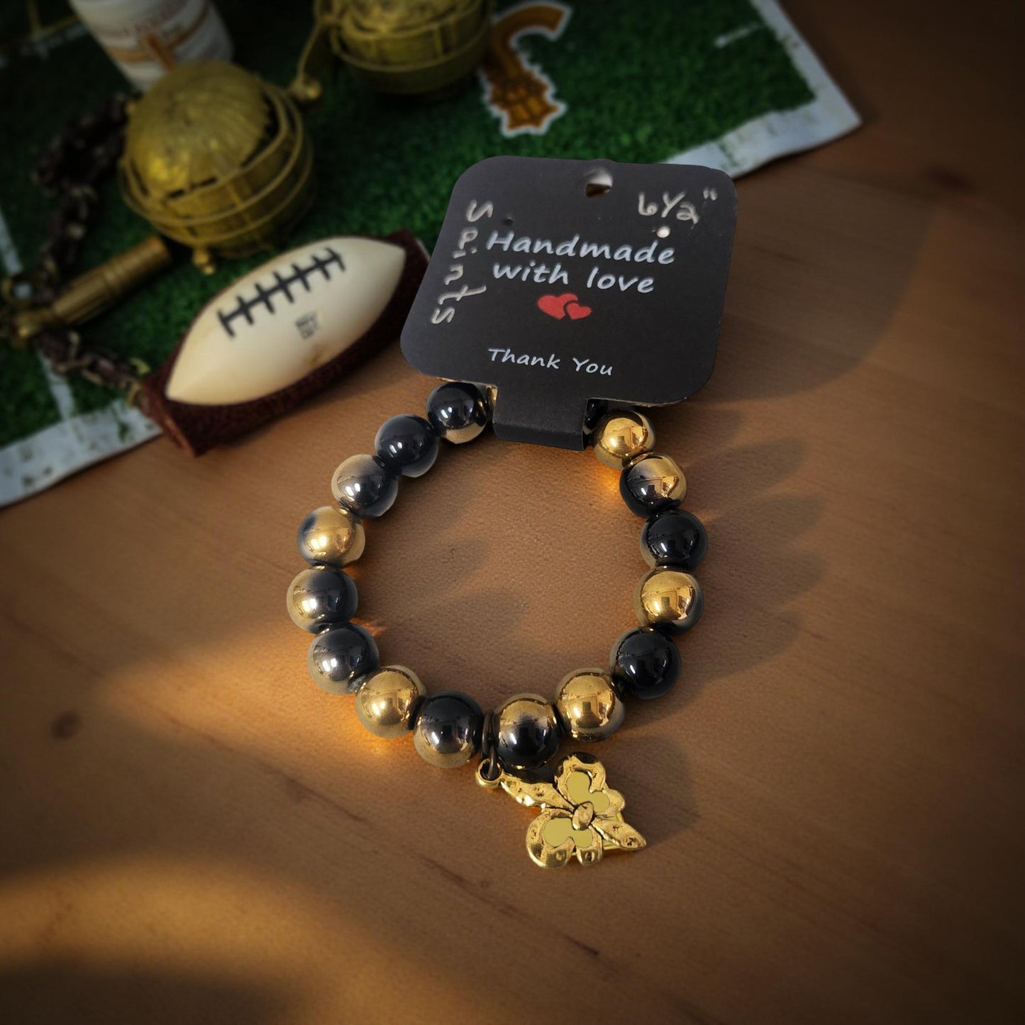 Handmade Saints Fan Bracelet - Football Accessories