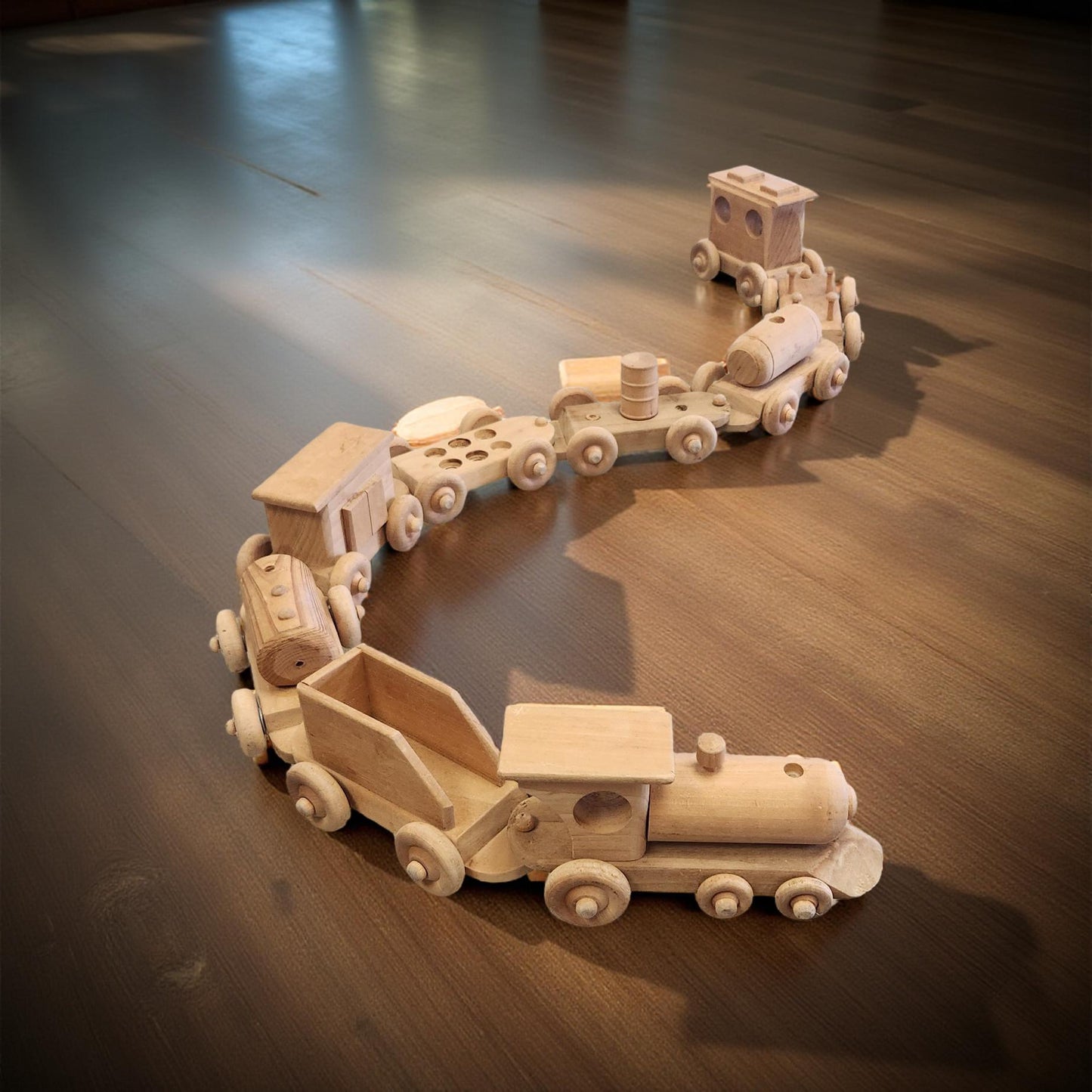 🚂 Handmade Wooden Train – 9-Piece Set